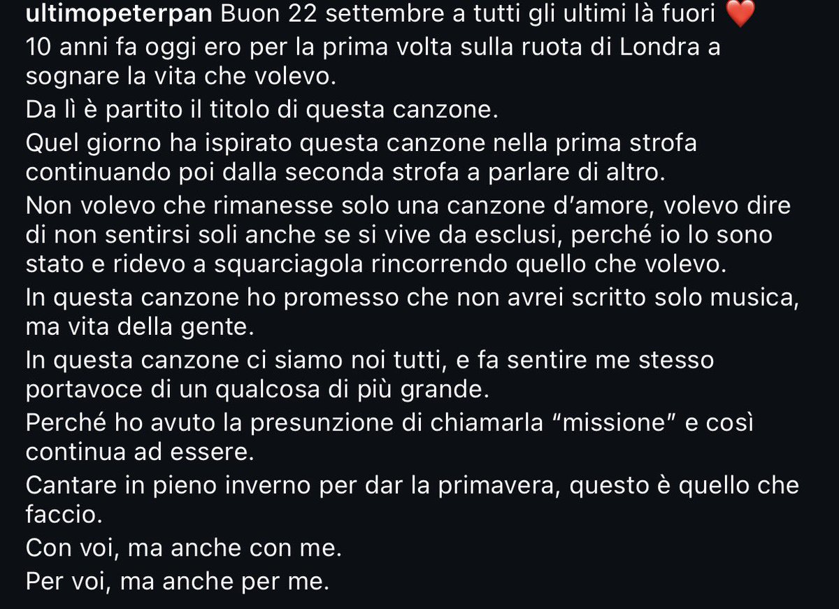 bispace_'s tweet photo. per tutte le volte in cui non sapevo spiegarmi a parole e tu le trovavi al posto mio. per tutte le volte in cui ho pensato di essere sola, di non farcela e tu, invece, eri lì ad un passo da me. 
per TUTTO quello che questa canzone vale per me e per noi. 
buon 22 settembre 🫀 https://t.co/7beWpFrJAy