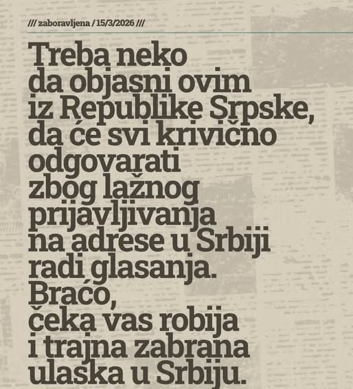 Ortodox_Serb's tweet photo. Е, БРАЋО... ИНТЕРНЕТ ЈЕ ГОВНО. СВЕ ПАМТИ !

Мислили сте: пријавиш адресу, одрадиш шта имаш, вратиш се преко Дрине и појео вук магарца.

Али постоји један мали проблем:

АДРЕСЕ ОСТАЈУ. ПАПИРИ ОСТАЈУ. ТРАГ ОСТАЈЕ.

Ако је било лажних пријава ради гласања, једног дана неко може да пита:

„ДОБАР ДАН. ЈЕ Л' ОВДЕ ЖИВИ НАШ БИРАЧ?“ 😂

Јбг, браћо.

ГЛАС ЈЕ ТРАЈАО ЈЕДАН МИНУТ.
ПАПИР МОЖЕ ДА ТРАЈЕ МНОГО ДУЖЕ. 🍿