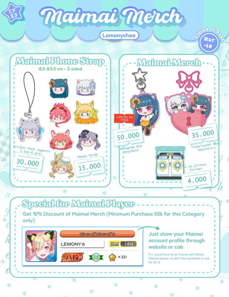 lemonychee's tweet photo. Milgram, Omori, My Little Pony, Maimai #omorifanmerch #omori #milgram #cf23 #comifuro23 #cf23catalog #mylittlepony #mlpmerch #maimai #maimaiart https://t.co/S6dEMq95bW