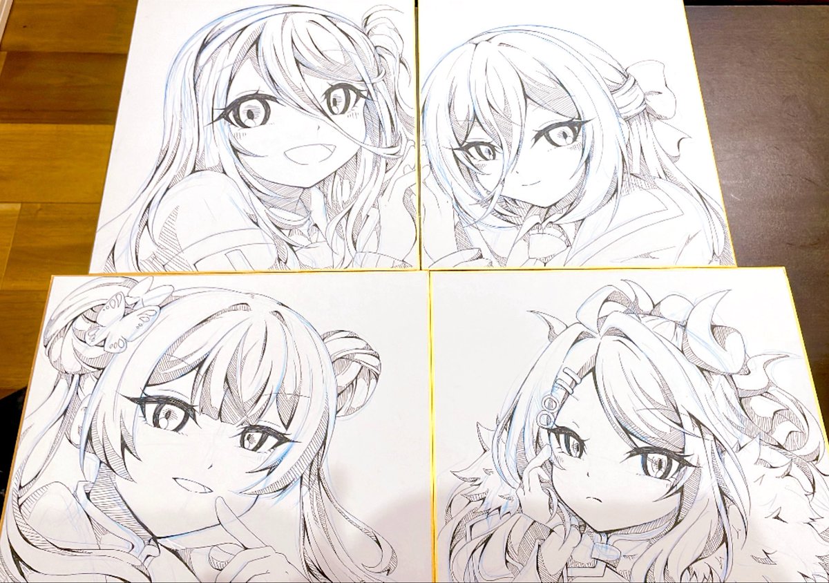 K2S11's tweet photo. 今日は線画たくさんやった✍
#にゃすの色紙 https://t.co/0bv6YK5EC5