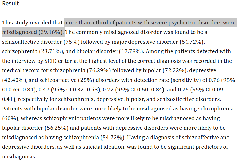 Helios_Movement's tweet photo. Histamine intolerance and/or MCAS are criminally underdiscussed when it comes to mental health.

Yet your anxiety, racing thoughts, insomnia, irritability, impulsivity and so on, are often nothing more than a little extra histamine and we have proof for this.

That's also the common link between allergies, certain types of hair loss, skin issues such as psoriasis, ADHD, insomnia and anxiety.

Putting the correct label on something can take quite some time and especially when it comes to mental health issues.

Misdiagnosis rates are still notably high (tap in the pics), even if we are talking about primary care or specialists.

But there’s no sole reason why this happens.

Many disorders share similar features for examples, then there are times contraints that prevent structured interviews from happening and also some patients may under or over-report certain symptoms.

Now while the average person still thinks that histamine is just something related to allergies, let’s not forget that histamine acts as a neurotransmitter in the brain, influencing things such as arousal, attention, mood, sleep, and motivation.

So when levels build up it can create:

-Restlessness and physical + mental hyperactivity

-Difficulty concentrating, brain fog, inattention

-Irritability, impulsivity, or agitation

-Sleep disturbances (insomnia or poor sleep quality)

-Anxiety or sensory sensitivities

-Hyper arousal

-Racing thoughts, anxiety/panic, or restlessness

-Insomnia or disrupted sleep cycles (common in manic phases)

-Depressive symptoms (fatigue, brain fog, low motivation) during crashes

-Emotional lability or energy fluctuations

Of course, we don’t pull all these out of our asses.

There are reports noting that histamine flares can mimic manic/depressive episodes, and MCAS patients sometimes receive initial bipolar diagnoses.

To learn exactly what to do about it, go here:
https://t.co/eXCNhiGzzm

Now if you are a spiritual communist Nigerian who wants everything for free despite it being already underpriced (not for much longer), here are a few crumbs of sauce.

Histamine exerts its effects by binding to its 4 receptors on target cells in various tissues.

We have 4 types of receptors that modulate histamine.

The H1, H2, H3 and H4.

All of them are G-protein coupled receptors (7-transmembrane chain proteins) which is why in the case of H1 for example, an increase in cytoplasmic calcium can happen (Gq-coupled receptor)

H1 receptors are mostly found in neurons, muscle cells in the air way and blood vessels.

They partly regulate our emotional state, ability to learn, sleep, appetite and locomotion.

H2 receptors are found for the most part in our gut (the gastric mucosa parietal cells), heart and muscle cells.

H3 receptors are found in histaminergic neurons that affect the release of dopamine, acetylcholine, serotonin and noradrenaline in the CNS.

And last but not least, H4 receptors are found in the bone marrow and peripheral hematopoietic cells.

Why is it important?

Well, histamine affects our gut, sleep-wake cycle, certain hormones, smooth muscle cell contraction, appetite, the function of our pituitary gland and the overall function of our metabolism.

Hypothalamic histamine also regulates things such as oxytocin, b-endorphin, adrenocorticotropic hormone and prolactin.

And obviously it also affects our immune system since it regulates T cells, B cells and dendritic cells (for example, Th1 cells have a H1-R prevalence and Th1 cytokines are also associated with conditions such as atopic dermatitis).

Let’s move on to how histamine is metabolized.

Histamine can be metabolized in two ways and which one will be used depends on the localization of histamine.

Number 1: Oxidative deamination by diamine oxidase (DAO) when it comes to EXTRAcellular/ingested histamine which is primarily found in the cells lining the intestinal mucosa of the small intestine.

Number 2: Ring methylation by histamine-N-methyltransferase (HNMT) when it comes to INTRAcellular histamine which is found throughout the body.

Given the nature of these two:

-An SNP in DAO is often one of the potential root causes behind gut issues(*) such as even Chron’s and ulcerative colitis, headaches or even migraines after meals and break outs.

-An SNP in the HNMT one of the potential root causes behind issues such as anxiety (since HNMT breaks down histamine in the nerve system), asthma bronchiale and sleep apnea.

(*)In fact, lower DAO activity is often used as an indicator of intestinal mucosa damage.

Now histamine intolerance is basically what happens when the rate we consume or produce histamine is way faster than our ability to break it down and eliminate it aka degrade it.

Which leads to the necessity of briefly discussing the differences between histamine intolerance and MCAS.

Most of histamine in the body is produced by mast cells (and basophils), BUT, mast cells synthesize and secrete proteases, prostaglandins, leukotrienes, heparin, and a variety of cytokines as well.

So:

1) Histamine intolerance happens when there’s an increased availability of histamine and/or impaired histamine degradation and MCAS is a condition where the mast cells in your body become overly active.

So MCAS is a broad immune system disorder and thus causes a wider array of symptoms compared to a histamine intolerance.

2) It is VERY unlikely that a person with MCAS will not have histamine intolerance, BUT, a lot of people with histamine intolerance do NOT have MCAS.

Now that we’ve discussed all these, here are some of the root causes of histamine intolerance.

Number 1: Over-exposure to “allergens”.

I use quotes, because in this category we will include anything from heavy metals such as mercury, pestcides, herbicides, xenoestrogens all the way to mold and mycotoxins.

This becomes a bigger and bigger issue and it’s no wonder why.

Pause and think for example to how many “allergens” most people are exposed to every day.

A lot live in houses infested with mold, use skincare, hygiene and cleaning products that are full of allergens, ingest heavy metals though polluted air, vaping, smoking and even low quality fish and eat mycotoxins multiple times per day (think commercial cereal, cheap coffee and so on).

Mycotoxins such as aflatoxins and ochratoxins for example trigger inflammation, cytokine release and ochratoxin A even inhibits DAO activity.

But don’t worry, later in this program there is a detailed part when it comes to how to deal with each one of these.

Number 2: Nutrient deficiencies.

We can approach this from multiple angles.

Magnesium for example, since it’s a pretty common deficiency, plays a role in the activity of histidine decarboxylase.

Then, B6, B12, copper and vitamin C are vitamins that activate the DAO enzyme.

The zinc chelator N,N,N′,N′-tetrakis(2-pyridylmethyl)ethylenediamine (TPEN) for example inhibits the release of histamine, the production of cytokines, and the secretion of lipid mediators in mast cells. 

Then, if we don’t get enough B9 and B12 (or if our ability to metabolize them is harmed (more about this later), HNMT won’t be able to function properly.

Then if someone is aware of acetylhistamine, other B vitamins such as B1 and B5 will also be crucial. Two other vitamins that are very crucial yet unfortunately neglected are vitamin E and D (sunlight).

Number 3: Gut dysbiosis.

There’s a vicious circle often created here where gut issues lead to histamine overload and then the overload further compromises ones gut health.

In general imbalanced gut bacteria = histamine issues.

H. Pylori for example will inhibit the absorption of vitamin C and then vitamin C will make degrading histamine way harder.

Then, a lot of histamine is stored in the ECL cell of the stomach for example.

Now there are detailed meal plans in this program as you saw, so feel free to use them and a detailed part about gut health later.

-Pay attention to how much choline, B2, B6 (if your main source of B6 are plant products you will need more B2), magnesium, molybdenum, retinol and glycine you’re consuming.

-After you’re getting enough of the above mentioned nutrients, pay attention to how certain foods that are rich in B9, foods that are rich in B3 and foods that are rich in B12 make you feel.

If B9 rich foods make you feel great, then consider methylfolate.

Don’t start with it.

If they make you feel awful, consider supplementing with low doses of B2 and glycine. If B3 rich foods make you feel awful, consider adding TMG if your gut can handle the boost in HCL.

A similar approach can be added to B12.

-If you still have elevated homocysteine levels and don’t react well do creatine supplementation, consider low dose (150-300mg) of quercetin.

-Get a ceruloplasmin and total copper test done since a lot of “under” methylators (if that’s your issue) are also struggling with free copper (you might want to supplement molybdenum if that’s the case instead of only getting it from whole foods).

-Alpha-gpc could also be used and even needed.

Number 4: SNPs.

If you’ve been experiencing issues with histamine for years and haven’t find the root cause of it, maybe it’s time to check for SNPs.

SNPs= Single Nucleotide Polymorphisms (aka variations or differences in our DNA code).

There are many SNPs, but ones in the genes encoding DAO and HNMT enzymes WILL lead to problems with histamine

In general we have, HNMT C314T, AOC1, rs2052129, rs10156191,rs2268999, rs104974

Diamine Oxidase is an enzyme your body uses to break down histamine, especially in your gut.

It’s made thanks to the AOC1 gene and helps your body handle histamine coming in from external things like food.

Mutations in the DAO can cause many sorts of issues. From negative reactions to food and migraines to gut problems and skin rashes.

Here’s why this gene is such a big deal: as food moves through your system, it contains many different compounds, including histamine.

The DAO enzyme acts like strong security guards positioned at key points inside your digestive system’s parts that help break down food, absorb nutrients, and prepare waste for elimination.

They catch and break down histamine before it slips into your bloodstream and causes trouble like inflammation or other unwanted reactions.

In a fully-functioning body, this system runs smoothly, breaking down histamine as it comes in and keeping things in balance.

That means you can eat normal amounts of histamine-rich foods without any issues, while your body uses histamine where it’s actually needed, like for digestion and immune defense.

But the thing is that some people have genetic mutations that lower their DAO levels or slow the enzyme down. 

It’s like having weak or few security guards, letting histamine slip past without being stopped.

And when this happens, your body starts waving many red flags. 

Normal foods can leave you bloated, cramping, or sprinting to the bathroom. 

Headaches strike out of nowhere and your skin might rebel with itchy hives, random redness, or eczema patches that won’t quit.

Ever felt your heart race after a meal, or your nose stuff up like you’ve got allergies, except you don’t? 

This could be the cause.

And we’re not done here, as trouble with sleeping and constant fatigue are common too.

The DAO enzyme is a perfect example of how unrelated symptoms might actually share a common root cause.

This could be the missing piece of the puzzle to explaining those weird and disconnected symptoms you’ve been dealing with, giving you a pathway to more targeted and effective ways for managing your health.

Someone who’s been struggling with chronic digestive issues, unexplained headaches, and skin rashes might actually be dealing with a single root cause: not enough histamine breakdown because of DAO dysfunction.

If any of the symptoms we mentioned earlier ring a bell, it’d be good to consider learning about your genetic status, if you haven’t already.

Can MTHFR also come into play?

Yes.

In general, in this case you might want to:

-Avoid all fortified foods first and foremost.

-Actually prioritize lowering the toxic burden that you’re exposing your body to and doing some work on the lymphatic system, sweat etc.

Everyone wants to hop on supplements before doing this. It won’t really work in the long run.

Number 5: Estrogen excess.

We are mentioning this as number 5 because we just talked about methylation and poor methylation can lead to problems with estrogen clearance by messing up COMT which can lead mast cells to release histamine (but also downregulate DAO).

First and foremost, there are several forms of estrogen in the body, including:

Estradiol (E2) or 17β-Estradiol
Estrone (E1)
Estriol (E3)
Estretrol (E4) (during pregnancy)

When it comes to estradiol (E2), in the ovarian granulosa cells (but also adipose tissue and the placenta), testosterone or androstenedione from theca cells get turned into estrone or estradiol with the help of CYP19 (aka aromatase) which removes the C19 methyl group and aromatizes the A-ring with 17β-HSD also helping with interconverting forms.

Some of the effects that estradiol has on our bodies include:

Reducing neuroinflammatory cytokines

Promoting dendritic spine density and synaptic plasticity in the hippocampus plus the prefrontal cortex

Increasing serotonin synthesis and receptor density
Modulating dopamine release in the mesolimbic system

It enhances B-cell proliferation and antibody production (note: low estrogen levels are protective against Th1-driven autoimmune diseases such as rheumatoid arthritis while high levels exacerbate Th2-driven diseases but also Th2-mediated allergic inflammation (allergies, asthma etc))

Promotes female genital development

Stimulates endometrial proliferation during the follicular phase

Promotes subcutaneous fat deposition in women and more.

Note: Follicle-stimulating hormone (FSH) and LH upregulate aromatase expression (estrogen synthesis peaks during the follicular phase or pregnancy).

Now estrone (E1), requires androstenedione to be converted to estrone by aromatase mainly in adipose tissue (it’s a weaker ER agonist than E2) and estriol (E3) is mainly produced in the placenta from fetal DHEA-S via 16α-hydroxylation and aromatization (non-pregnant women still produce small amounts of E3 via 16α-hydroxylation of estrone/estradiol in liver and other tissues.

That’s why vaginal estriol works systemically a little bit even in menopausal women).

When it comes to estrogen receptors (ERs (ERα and ERβ)), these are intracellular proteins that function as ligand-activated transcription factors to mediate the effects of estrogens, primarily estradiol (E2), but also estrone (E1) and estriol (E3).

We have two main subtypes:

ERα (encoded by ESR1 on chromosome 6q25).
ERβ (encoded by ESR2 on chromosome 14q23).

The first is predominantly expressed in the uterus, breast, liver, and bone while the second is highly expressed in the ovaries, prostate, lung, and brain.

Both of them have the typical modular structure of an N-terminal domain (NTD) (differs significantly between ERα and ERβ), a DNA-binding domain (DBD), a hinge region and a ligand-binding domain (LBD).

In their inactive state, they are also bound to heat shock proteins (HSPs) and other chaperones in the cytoplasm or nucleus, stabilizing them until ligand binding.

When it comes to their mechanisms of action, let’s say E2 for example, it diffuses across the cell membrane and binds to the LBD of ERα or ERβ which leads to the release of HSPs and exposes the NLS.

Then, the ER-ligand complex translocates to the nucleus (if not already there) and homo- (ERα/ERα or ERβ/ERβ) or heterodimers (ERα/ERβ) are formed and binds to EREs in the promoter regions of target genes.

Then co-activators or co-repressors are once again recruited, which modify chromatin structure via histone acetylation or deacetylation.

This regulates transcription of genes involved in cell proliferation, differentiation, and other functions.

Their activity is regulated by ligand availability, receptor expression, co-activators such as SRC-3 and co-repressors such as NCoR, phosphorylation, acetylation, or ubiquitination and feedback mechanism.

An excess of estrogen is quite common these days, but this does not make estrogen itself useless.

The right amounts of estrogen for example can stimulate osteoblasts and inhibit osteoclasts, promote insulin sensitivity, regulate lipid profiles and even reduce neuronal damage in conditions like Alzheimer’s or stroke.

Now for starters, it would be a good idea to:

Avoid endocrine disruptors
Provide enough nutrients such as cholesterol, vitamin E, zinc, magnesium, vitamin C and B vitamins (especially B6 and B9).
Manage your body weight
Go measure your vitamin D levels
Then, you can further support detoxification by understanding how the liver metabolizes estrogens via phase I (hydroxylation) and phase II (methylation, sulfation) detoxification pathways.

Here's the 101:

CYP1A1 primarily catalyzes the 2-hydroxylation of estradiol and estrone.

This pathway produces 2-hydroxyestrone (2-OHE1) and 2-hydroxyestradiol (2-OHE2), collectively known as 2-hydroxyestrogens or "safe" catechol estrogens.

2-hydroxyestrogens are considered weakly estrogenic or even antiestrogenic.
They have a low affinity for estrogen receptors and may help block the effects of stronger estrogens at the receptor level.

In contrast, the 16α-hydroxylation pathway (primarily catalyzed by other enzymes like CYP3A4, not CYP1A1) produces 16α-hydroxyestrone (16α-OHE1).

16α-OHE1 is a potent estrogen agonist and can bind covalently to estrogen receptors, leading to persistent cell proliferation and an increased risk of hormone-related cancers, particularly breast cancer.

Therefore, a higher ratio of 2-OHE1 to 16α-OHE1 is generally associated with a reduced risk of certain hormone-related cancers.

Dietary factors like indole-3-carbinol (found in cruciferous vegetables) are known to induce CYP1A1 activity and increase this beneficial ratio.

So: Estradiol/Estrone is acted upon by enzymes like CYP1A1 (for 2-OH) or CYP3A4 (for 16α-OH) and this produces intermediate, hydroxylated estrogen metabolites (2-OHE1, 4-OHE1, 16α-OHE1).

These intermediates are often still biologically active and, in the case of 4-OH, potentially highly reactive.

After the initial hydroxylation phase conducted by the Cytochrome P450 (CYP) enzymes, such as CYP1A1 the hydroxy-estrogens undergo:

Methylation via COMT (catechol-O-methyltransferase (requires magnesium, SAMe (from folate/B12/B6/methionine cycle))2-OH and 4-OH → 2-methoxyestrone, 4-methoxyestrone
Slow COMT (Val158Met polymorphism in ~25 % of Caucasians) → higher levels of catechol estrogens

Glucuronidation via UGT enzymes (UGT1A1, UGT1A3, etc.)

Very important for clearing all estrogens and their metabolites

Inhibited by some drugs (NSAIDs, antibiotics)

Note: calcium-d-glucarate derived from D-glucaric acid found in fruits and vegetables, is a natural inhibitor of the harmful beta-glucuronidase enzyme in the gut, ensuring conjugated estrogens are excreted and not reabsorbed (in general, a balanced gut microbiome helps keep beta-glucuronidase activity low).

Sulfation via SULT enzymes (SULT1A1, SULT1E1)

Like glucuronidation, sulfation makes the metabolites highly water-soluble and primes them for excretion. 

It is particularly important for conjugating estrone and estriol.

Requires PAPS (from dietary sulfur – cruciferous veggies, garlic, onions, eggs (cysteine, methionine, and taurine, which are critical building blocks for the sulfation pathway)),

Final excretion: bile → gut and urine.

Gut bacteria with β-glucuronidase can deconjugate them → reabsorption (“enterohepatic recirculation”) → this is why dysbiosis or constipation can raise circulating estrogen.

Number 6: The wrong use of supplements.

This is a big cause in the health space.

Supplemental iron, too much zinc, molybdenum, NAC and high dose niacin can all lead to issues with histamine by depleting copper or harming methylation for example.

The “flush” reaction that niacin is known to cause in amounts usually larger than 200mg is nothing more than the GRP109A on skin cells getting saturated (this doesn’t happen with dosages lower than 100mg for example) and triggering the release of arachidonic acid from cell membranes and thus creating PGD2.

That's it.

This is why for example aspirin or indomethacin stop the flushing (they are COX inhibitors and the flushing is driven by PGD2).

Then niacin is detoxified in the liver through methylation by forming N1-methylnicotinamide, which uses up SAMe.

This means that megadoses will deplete methyl stores (especially if B6, B12, or folate are low) which will then also increase homocysteine levels which then will further increase oxidative stress (it can activate NF-κB for example that upregulates COX-2 (more COX-2 = more conversion of arachidonic acid to prostaglandins).

Number 7: Consuming A LOT, of histamine, oxalate and salicylate rich foods, histamine liberators and things that harm DAO such as alcohol.

A basic list includes:

● Kefir

● Aged cheeses

● Canned foods

● Chocolate

● Soy

● Nuts

● Mustard

● Tomatoes

● Cured meats

● Dried fruit

● Preservatives

● Bananas

● Yogurt

● Kimchi

● Kombucha

● Coffee

● Vinegar

● Yeast

● Sourdough

● Alcohol

● Too much olive oil

● Cacao

● Spinach

● Kale

● Most berries

● Certain tubers

Note: some of these foods can be beneficial, but in the online world everyone tends to do something to the absolute extreme and when you say something like “kimchi could help your gut health” tons of people think “i should eat half a jar”.

Second of all, if you already have issues these foods are VERY high in histamine or have additives such as citric acid.

Finally, certain amines in things such as cereal, walnuts and bananas are degraded by the same pathway as histamine and if thus if you are struggling with an excess, the competition” between these two pathways and the third one is that things such as nicotine and alcohol block DAO.

Number 10: In the case of a flair up keep an eye on:

-Quercetin

-Magnesium (all forms except for oxide and in general very cheap ones)

-B1

-B5

-P5p

-Chamomile

-Whole food vitamin E believe it or not

-Glutamine (unless the urea cycle is a mess and it could thus harm the liver)

-Astragalus

-Apigenin

-Theanine

-Ginger

-Holy basil

-Rutin

-Ceylon cinnamon

-Bromelain

-Blackseed oil

-Nettle root

"What about mast cells, what about this supplement, that medication".

Go here: https://t.co/eXCNhiGzzm