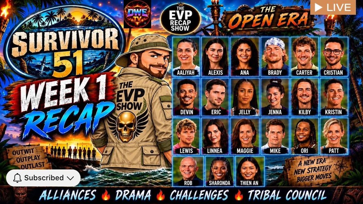 EVPCJP's tweet photo. Expanding the Reality -TV World . Its a new show brought to you by @DWETelevision . Let's close out double- header Wednesday with the Season Premiere of #Survivor Season 51 Open Era Week 1 Recap Show at 10:30 Pm Est tomorrow night .
#evp
#dwe
#survivor51
#jeffprobst
#openera
#realitytv
#tribalcouncils
#survivornews
#outwit
#outlast
#outplay
https://t.co/ddfHSwdyq9