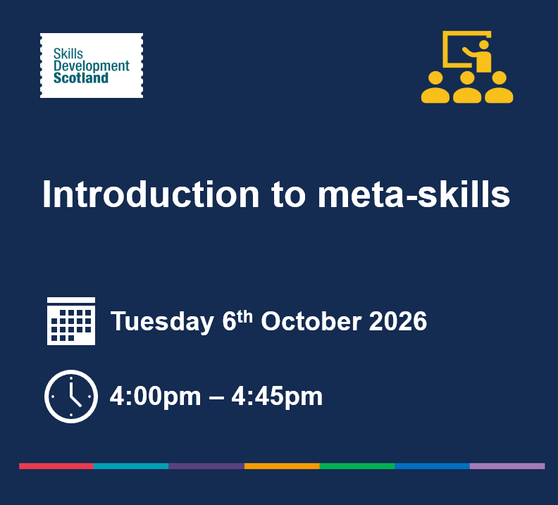 skillsdevscot's tweet photo. 📢 Educators - join our Introduction to meta-skills to explore how these timeless, higher order skills, support the development of additional skills and promote success in whatever context the future brings.​ 🔗 https://t.co/v6mAc9Vb5Z https://t.co/JkaoJDV6pl