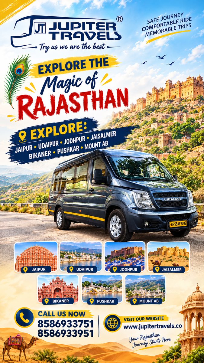 Vimaljupiter's tweet photo. ✨ **Experience the Magic of Rajasthan!

📞 **8586933751 | 8586933951**

#MagicOfRajasthan #RajasthanTour #RajasthanTravel #ExploreRajasthan #RajasthanTourism #Jaipur #Jodhpur #Udaipur #Jaisalmer #RajasthanDiaries https://t.co/IjiMYhkmpF