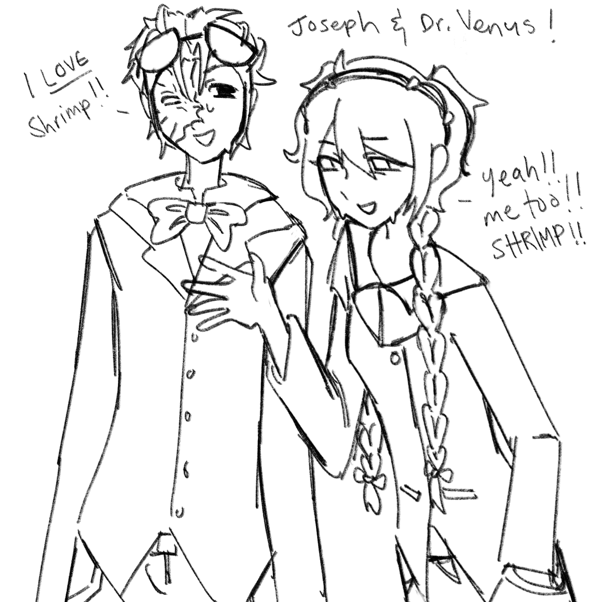 avesbyers's tweet photo. I deadass don’t know how to draw Dr. Venus’ outfit but yay!! #shrimpduo #surfacetension #venusish #joostjoe https://t.co/r6ge4uLE44