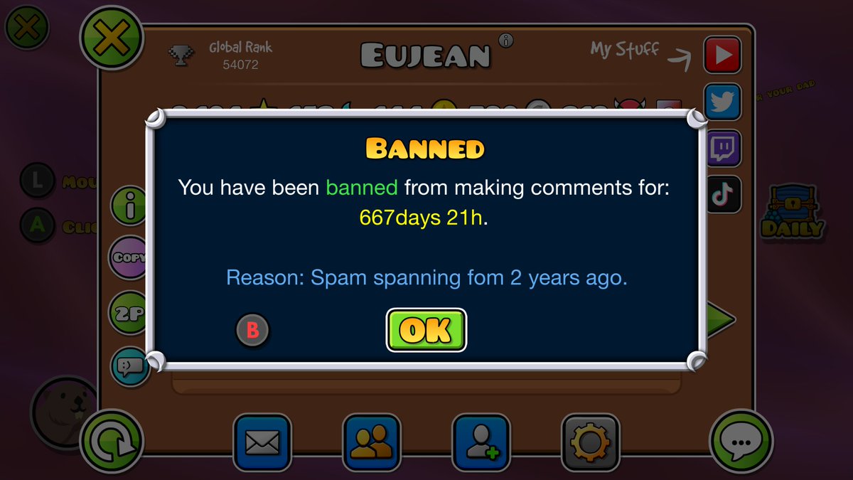 Werewolf5491's tweet photo. Dear @RobTopGames,
Unban me for "spamming" even though I'm just bringing awareness to Advy / GuitarHeroStyles being a known .pdf file in this godforsaken community.
Don't really know how this is spam, as people comment "gg" on every level they beat.
Thanks!
#AdvyOut #GeometryDash https://t.co/L5FQCn4eNk