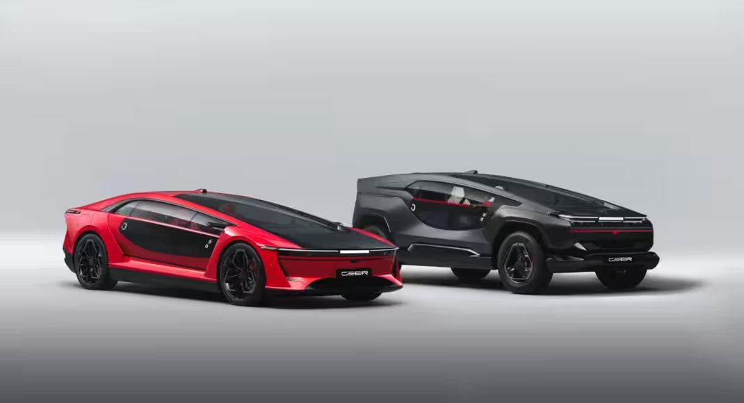 PluginJourneys's tweet photo. 🚨 Saudi Arabia is officially entering the electric hyper-performance race! 🇸🇦⚡
#CEER has debuted its flagship #Exobot sedan and SUV, packing a tri-motor setup with up to 1,111 hp, a 2.1-second 0-100 km/h sprint, and a massive 48-inch 8K display! 🤯 
 #ElectricHypercar https://t.co/BEv0I6ZBx5