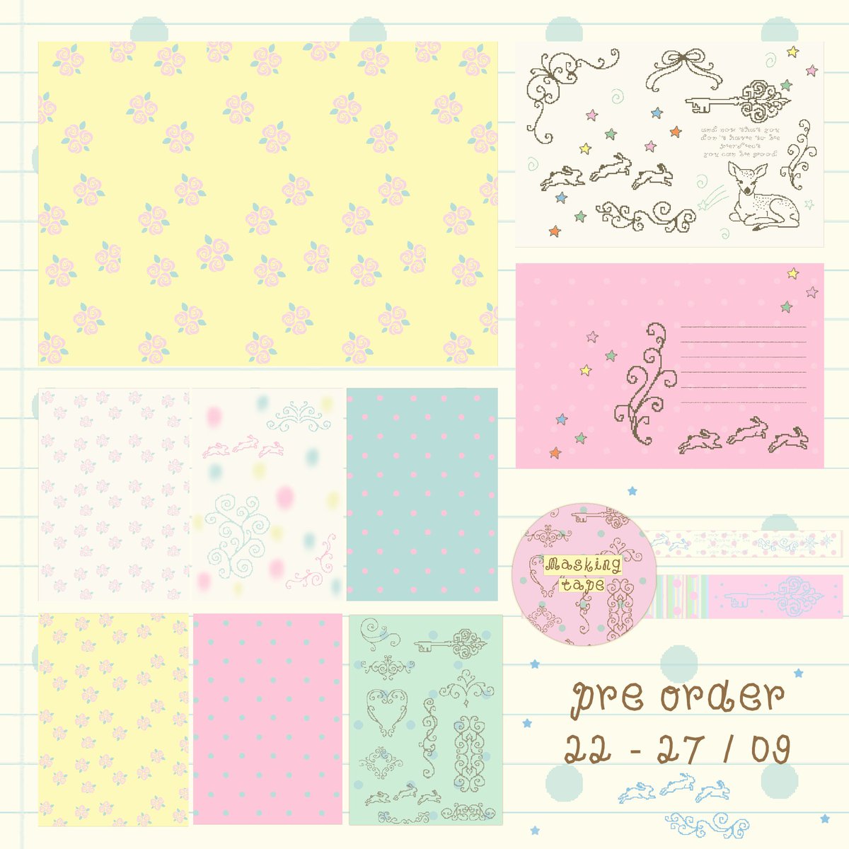 enjoysunsan's tweet photo. ⭐️  Pls rt  🛒
Pre Order  ( today - 27.09)

Price  ⭐️
📝 Paper set 150  baht
💘Masking tape 75 baht
           
    shipping ems 40 baht 📦
สำหรับ 30 ออเดอร์แรกแถมฟรี สติกเกอร์ holograms ( 1 ea )

🛒  shop: https://t.co/T2xtJO7yLF https://t.co/PUd7Pv2Ibc