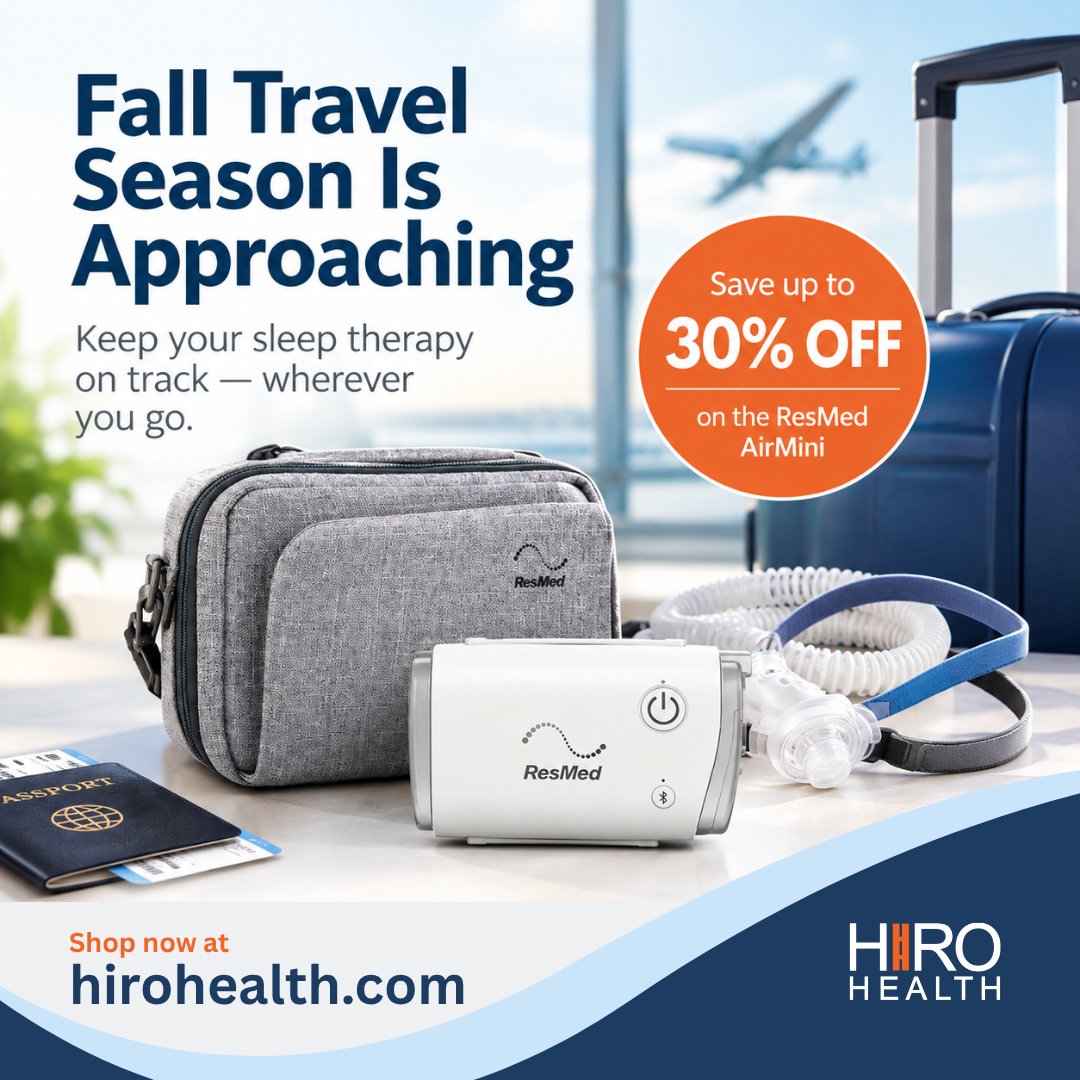 hirohealth's tweet photo. Fall travel is coming! ๐
Keep your prescribed sleep therapy on track wherever you go.
Save up to 30% OFF the ResMed AirMini, a compact CPAP solution for travel.
Shop now at https://t.co/oPLYbzyoEl
#HiroHealth #AirMini #FallTravel #TravelCPAP https://t.co/9VUYlvcI7L