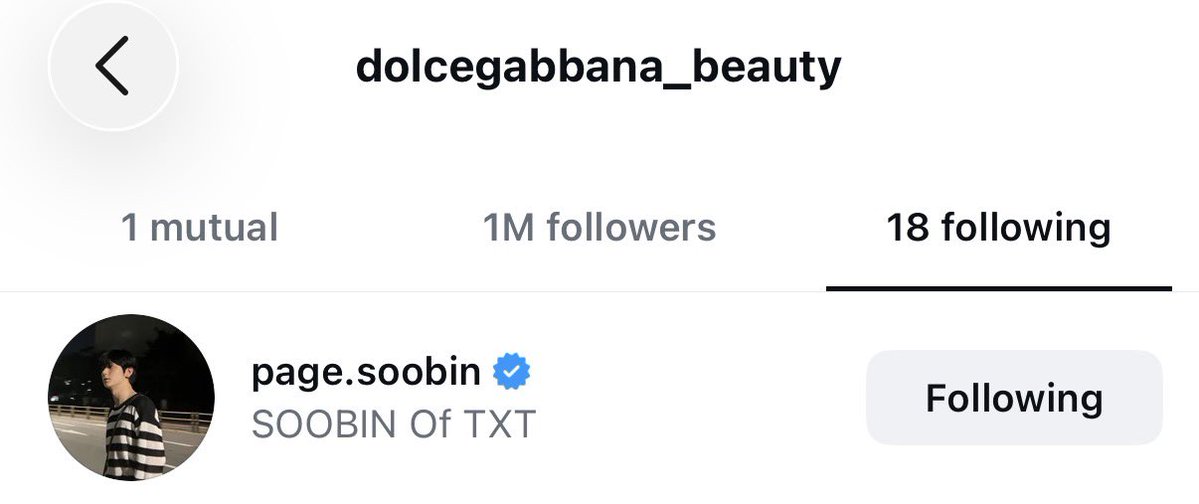 Natapori's tweet photo. Official IG Dolce &amp; Gabbana Beauty following IG page.soobin 👏#SOOBIN #수빈 🙏 https://t.co/Kmohx8rZjb