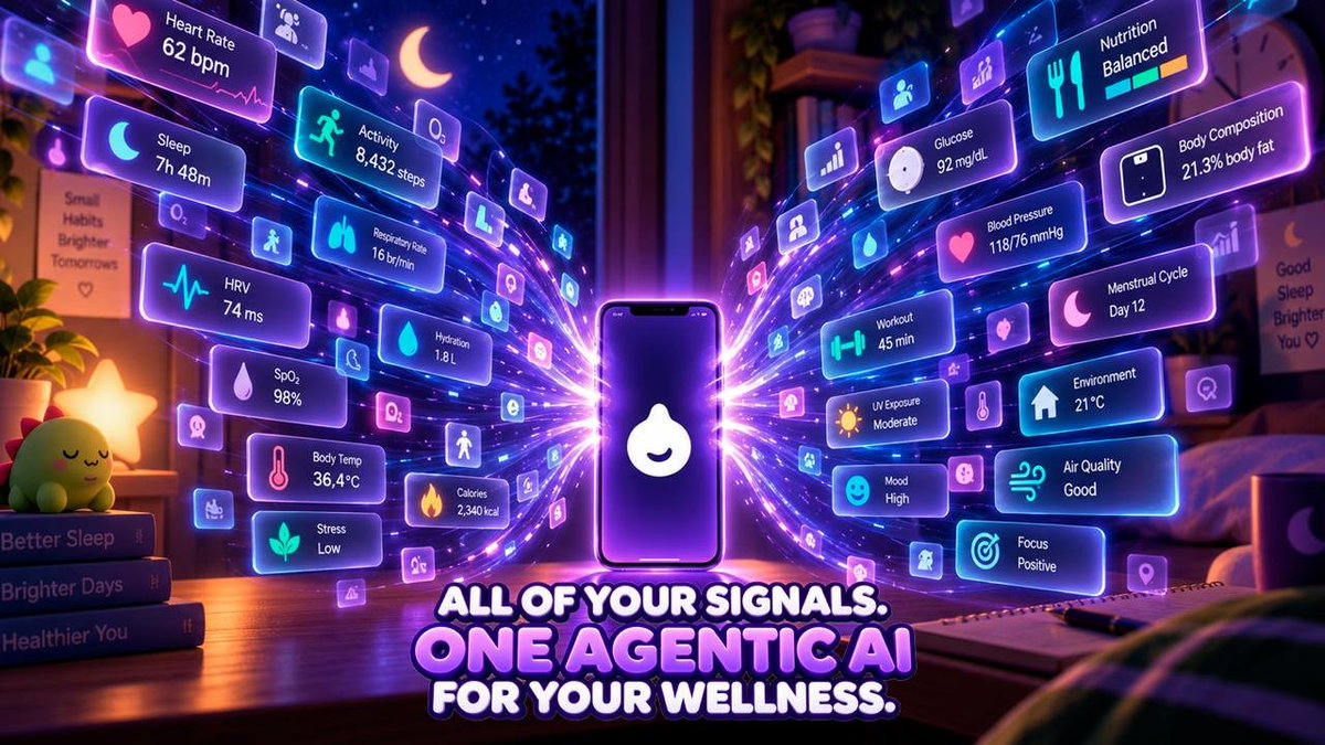 InspiredByWill_'s tweet photo. The most interesting wellness products may eventually become invisible.

You wake up, your existing devices have already collected the signals, and useful information arrives without asking you to open five dashboards.

That is the direction I see in @sleepagotchi's recent agentic AI messaging.

The goal is not simply to collect more health data.

It is to create a layer that can understand patterns and turn them into practical actions.

I like that framing because it puts the user experience ahead of the technology.

Nobody wakes up wanting to inspect a graph.

They want to know whether they should change something today.

The answer could be bedtime, recovery, food, hydration or another routine.

The real product challenge is making those suggestions useful without becoming annoying.

Intelligence should reduce friction, not create another daily chore.