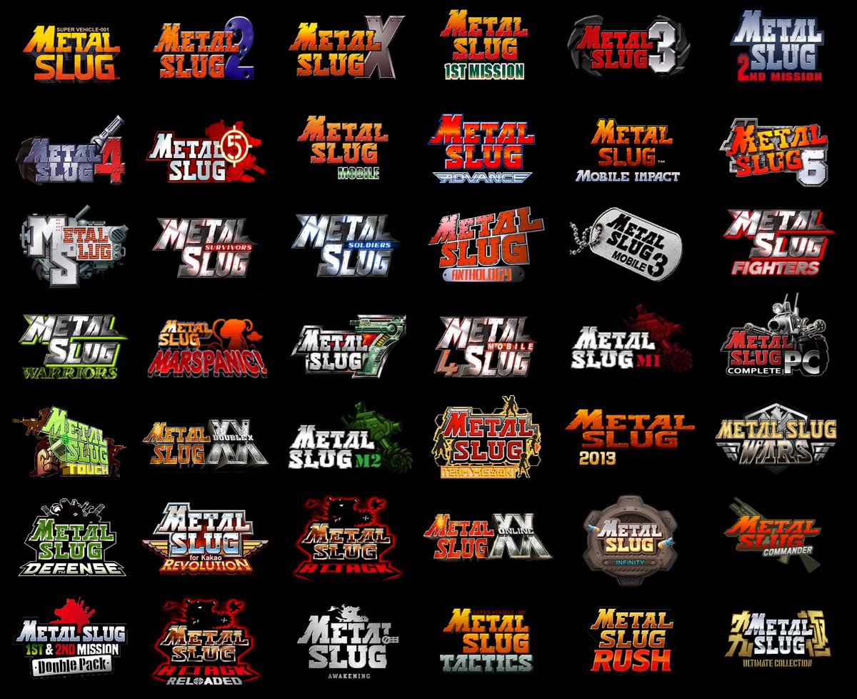 GohBilly1's tweet photo. The Metal Slug logo throughout the years. https://t.co/rIBWELC1Ul