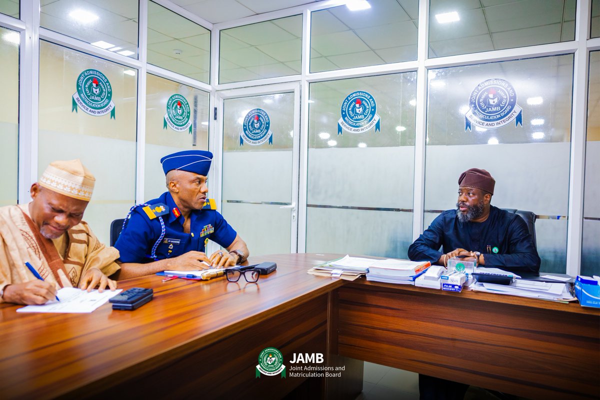 jamb_hq's tweet photo. Strengthening Institutional Partnerships

The Registrar, Prof. Segun Aina, received a delegation from the Defence Industries Corporation of Nigeria (DICON) for discussions around areas of mutual interest and potential collaboration.

The engagement provided an opportunity to explore ways both institutions can strengthen cooperation and contribute to more effective systems and service delivery.

Stronger partnerships. Shared purpose. Better outcomes.

#JAMB #DICON #JAMBUpdates #Partnerships #ServiceDelivery