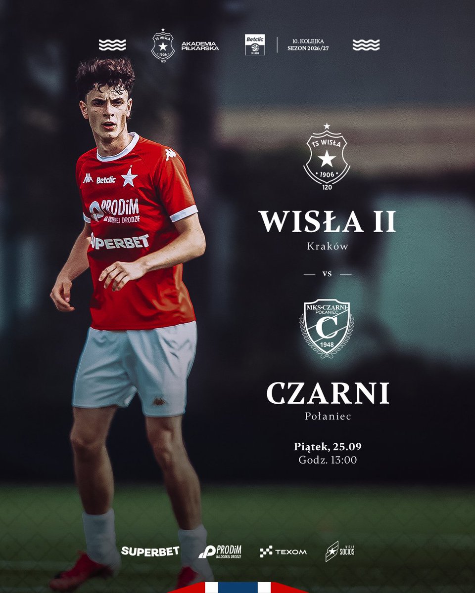 AkademiaWisly's tweet photo. Przerwa reprezentacyjna nie oznacza braku ligowych emocji!⭐

W piątek o godzinie 13:00 na stadionie Prądniczanki, druga drużyna podejmie zespół Czarnych Połaniec. Jeśli nie możecie być z nami na stadionie, zapraszamy na transmisję z tego spotkania⤵
https://t.co/jIV5LZPpMX https://t.co/13PsQkgKet