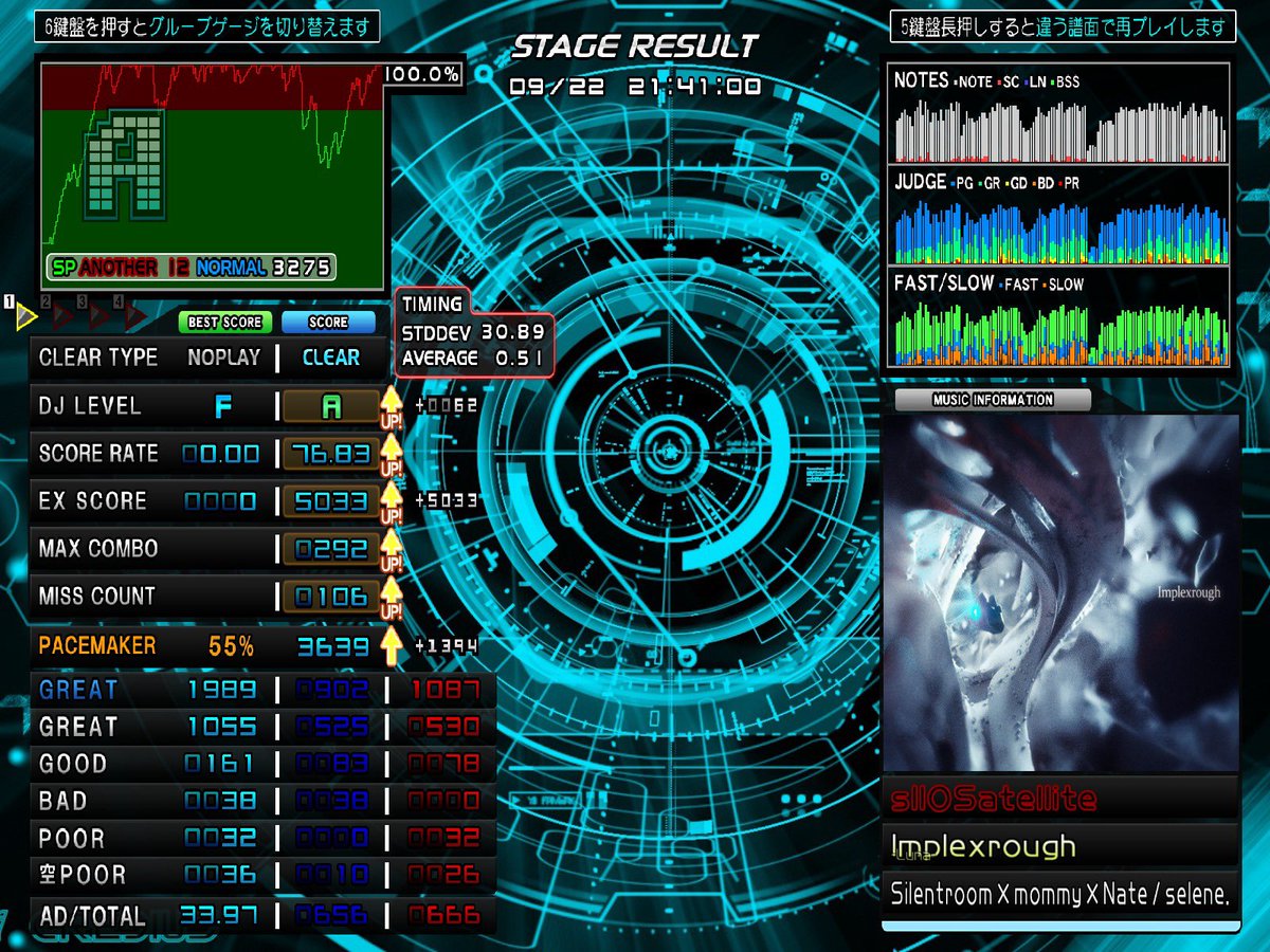 pocopies2's tweet photo. sl0 Memory of Rootage フルコン
sl1 紅月夜 1切り
sl10 Implexrough ノマゲ
sl11 SYNTHETICS イージー
sl11はイージーゲージでも全然維持できない譜面があってむずい https://t.co/Mq4nW1DfrP