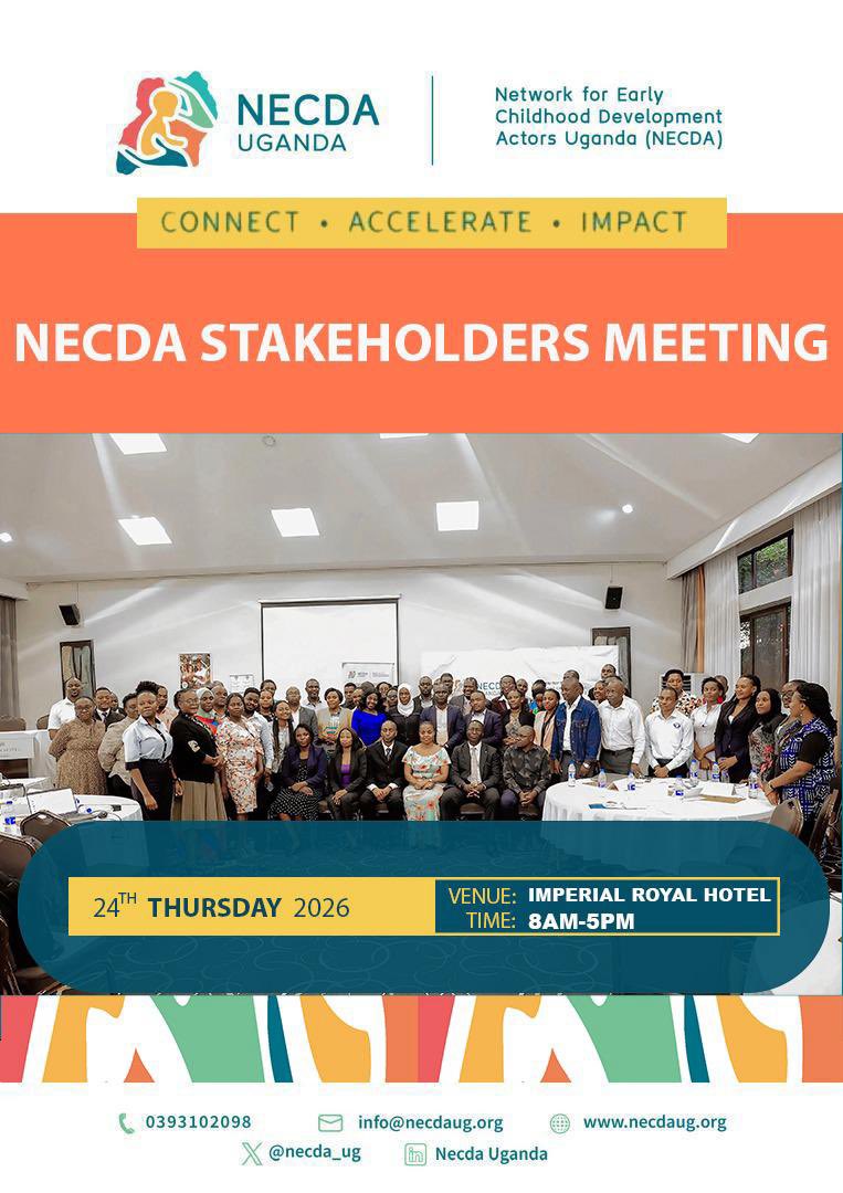 Necda_ug's tweet photo. We’re coming together as organisations and actors working across Uganda’s Early Childhood Development sector to connect, share, learn and strengthen collective action for every young child.
📅 24 September 2026
📍 Imperial Royal Hotel https://t.co/AEPAwxxOWI