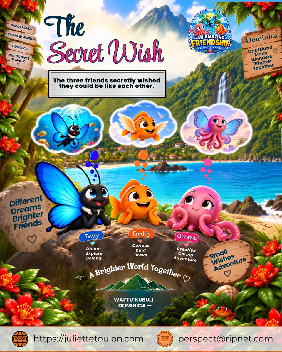 julietteauthor's tweet photo. Have you ever wished you could be like a friend? 💭

Betty, Freddy &amp; Octavia discover that being different is part of what makes friendship amazing. 🦋🐠🐙

What makes YOU special? 🌈
📖 https://t.co/DwuHFXqW8A

#AnAmazingFriendship #ChildrensBooks #BeYourself https://t.co/yDYSnfOKeT