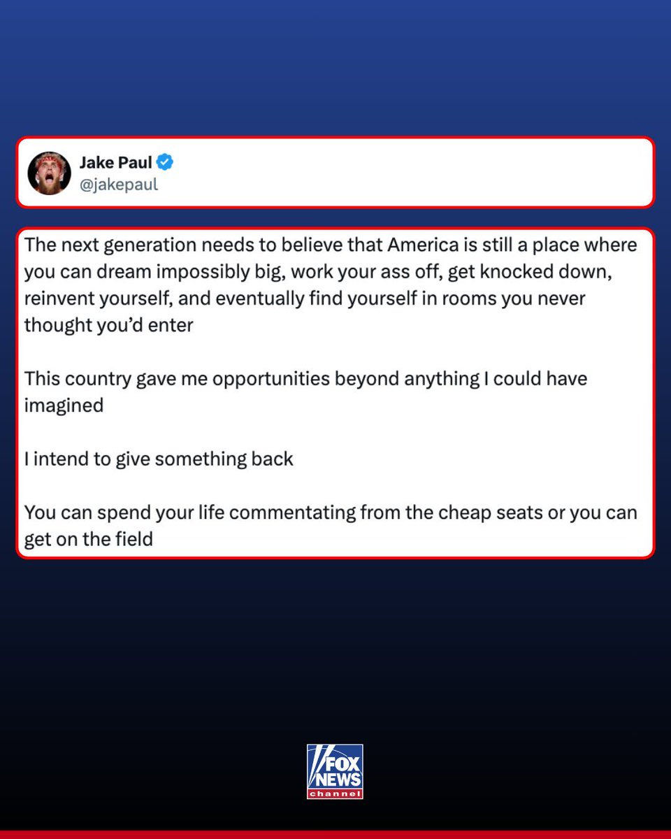 CalvinKleiofd's tweet photo. Washington doesn’t belong to commentators. It doesn’t belong to celebrities. It doesn’t belong to politicians. It belongs to the American people.”

@jakepaul is firing back at critics after he and brother Logan visited Washington and met with senior Trump administration. https://t.co/UzZO8Y6D3l