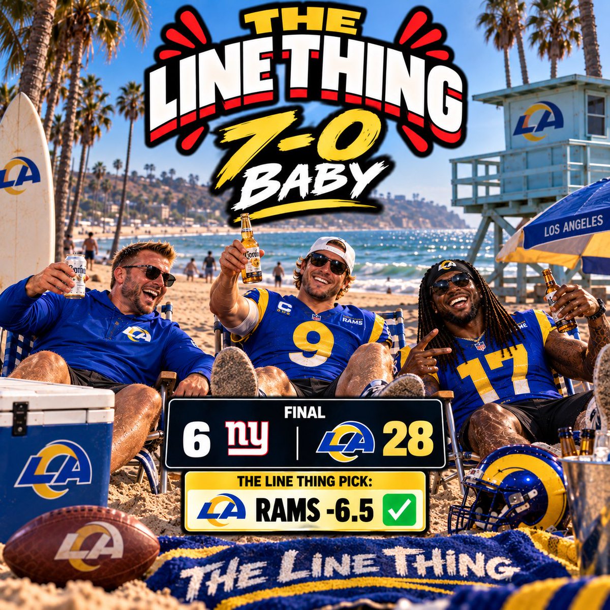 TheLineThing's tweet photo. Seven posts. Seven winners. This is getting fucking ridiculous. 7-0.  See you in week 3. https://t.co/p6jKQ2srth
