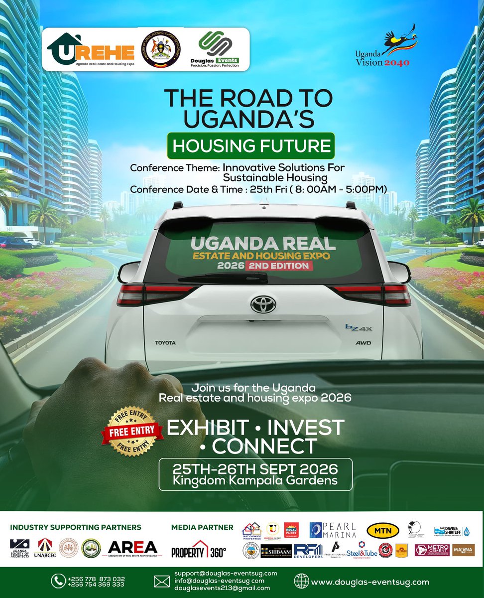 ministry_lands's tweet photo. FREE LAND &amp; PROPERTY SERVICES AT UREHE 2026!

Do you have questions about your land title or property?

The Ministry of Lands, Housing and Urban Development (MLHUD) will be at the Uganda Real Estate &amp; Housing Expo (UREHE) 2026, offering FREE title verification, title searches. https://t.co/yS3hoXcDgC