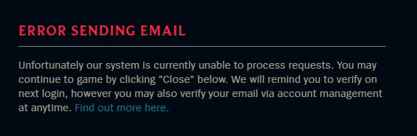 ache6on's tweet photo. @CompeteTFT 
hi tft, didnt verify my email, trying to do it rn for the vegas invite, seeing this error pls help :> https://t.co/9kz2Os08ik