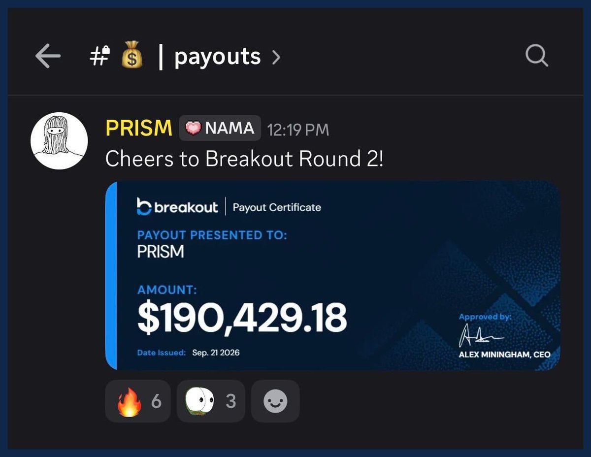breakoutprop's tweet photo. 🚨 New biggest payout in Breakout history just hit.

$190,429. One trader. One payout.
That's enough to put your favorite prop firm under.

So they ban the trader. Or move them to "live." 
Or go looking through the fine print.

We just sent it.