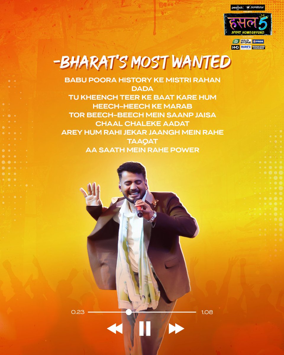 mtvhustle's tweet photo. 11 mulkon ke rappers ko ab Raaj Babu ki khoj hai! 🌍🔎
#ThePeacockHubOnJioHotstar presents Hustle 5 Apna Homeground, co-powered by #TicTac, #Wildstone, #GulfPride, #HMDVibe2, #Rarez & #BonkersCorner. Sat-Sun 7pm on JioHotstar and MTV.
#Hustle5 #FromThePOV #RaajBabu https://t.co/2T2VsnefbB