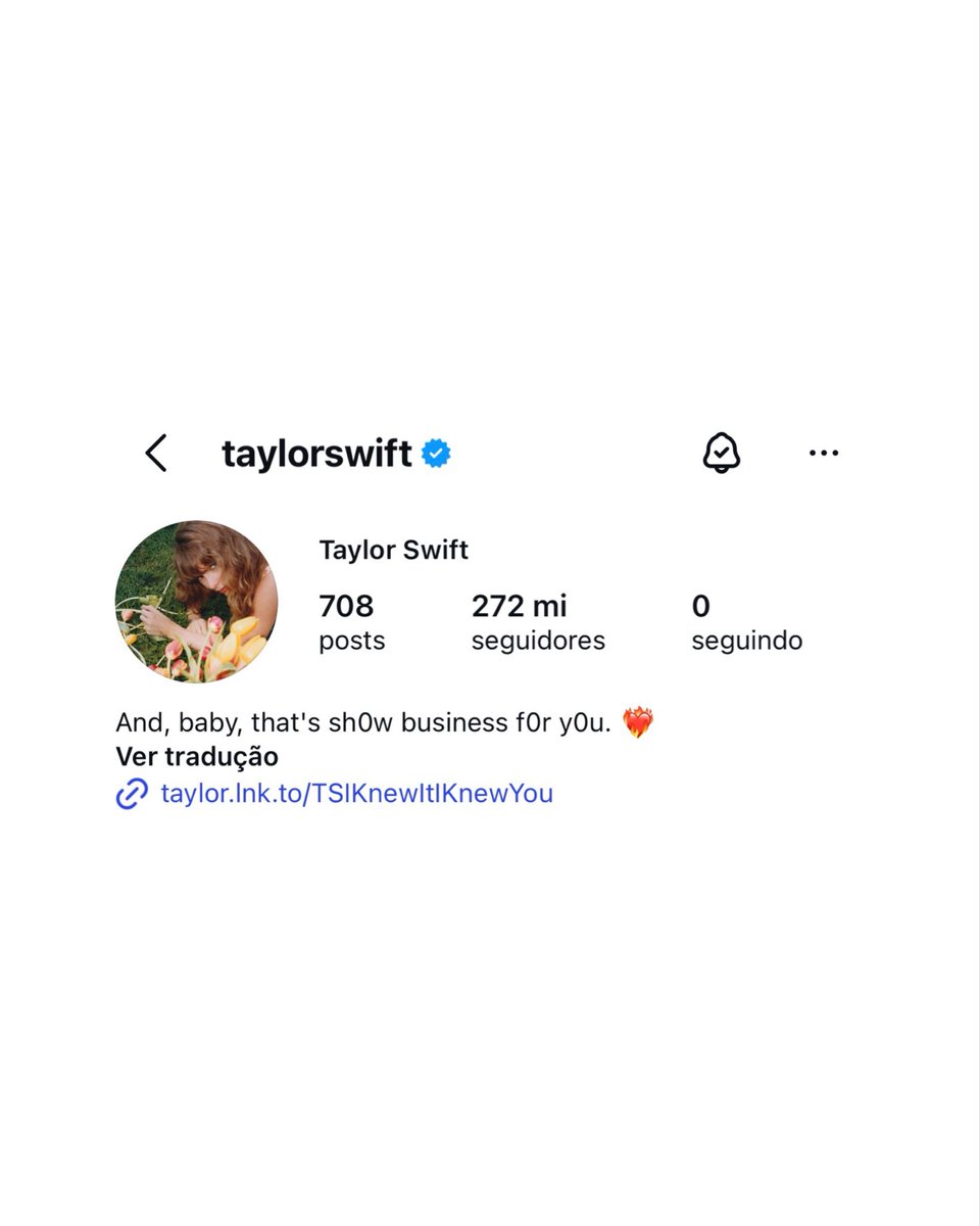 updateswiftbr's tweet photo. 🚨TAYLOR SWIFT ACABA DE ALTERAR SUA BIO DO INSTAGRAM. https://t.co/XcEPC4cgyy