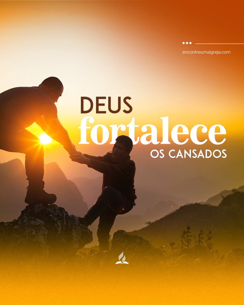 AdventistasSP's tweet photo. Cansou? Deus conhece seus limites. 🤍 Quando suas forças diminuem, Ele sustenta você e renova o que parecia ter acabado.

📖 “Ele fortalece o cansado e dá grande vigor ao que está sem forças.” — Isaías 40:29

#adventistassp #adventistasemsaopaulo #reflexao #fe #Deus https://t.co/KMzwJbtxo1