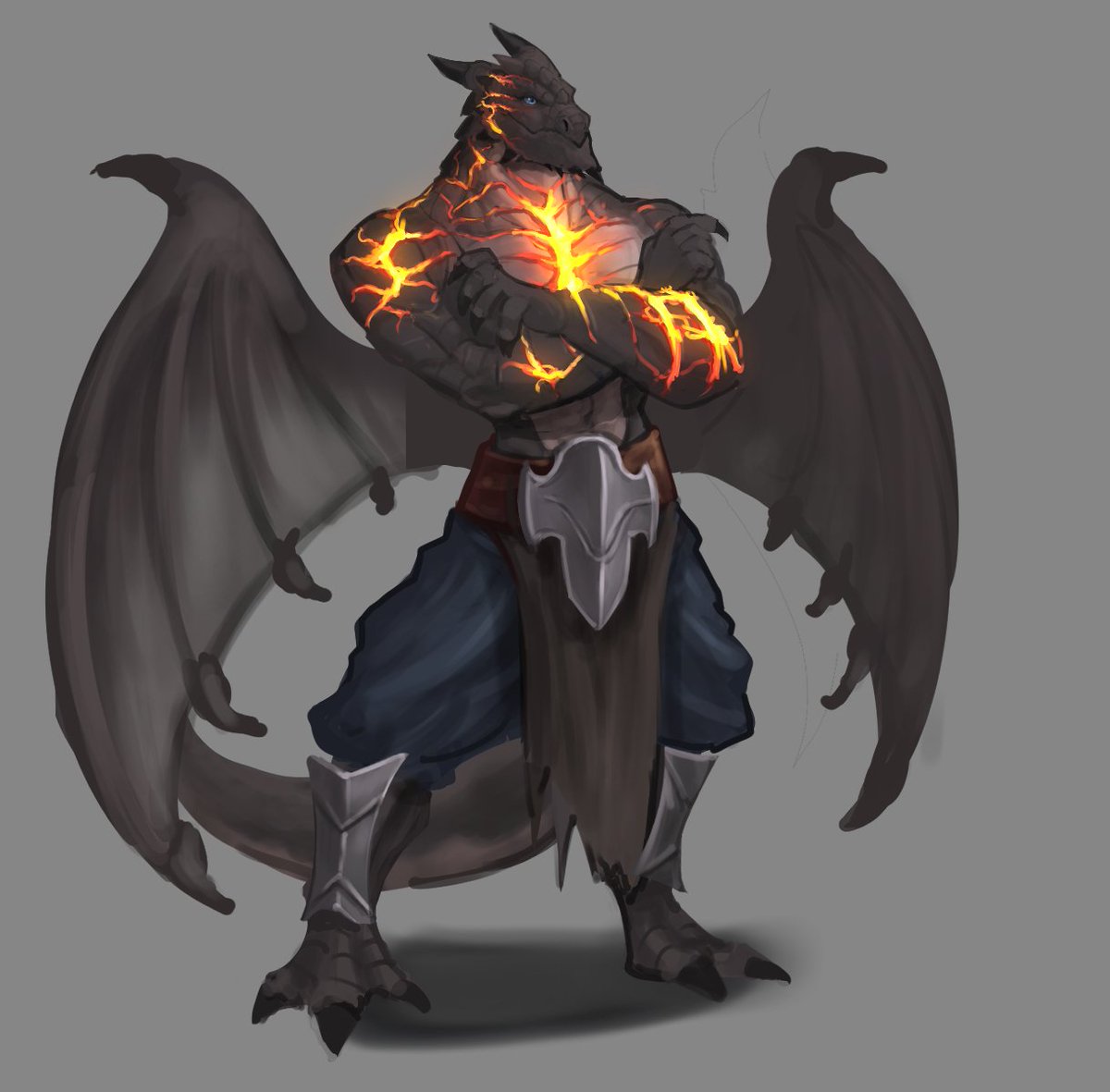 veris_art's tweet photo. @ArtsyVivi_art DND Dragonborn with molten skin. 

Thanks for the artshare! https://t.co/nc2IKsuAFG