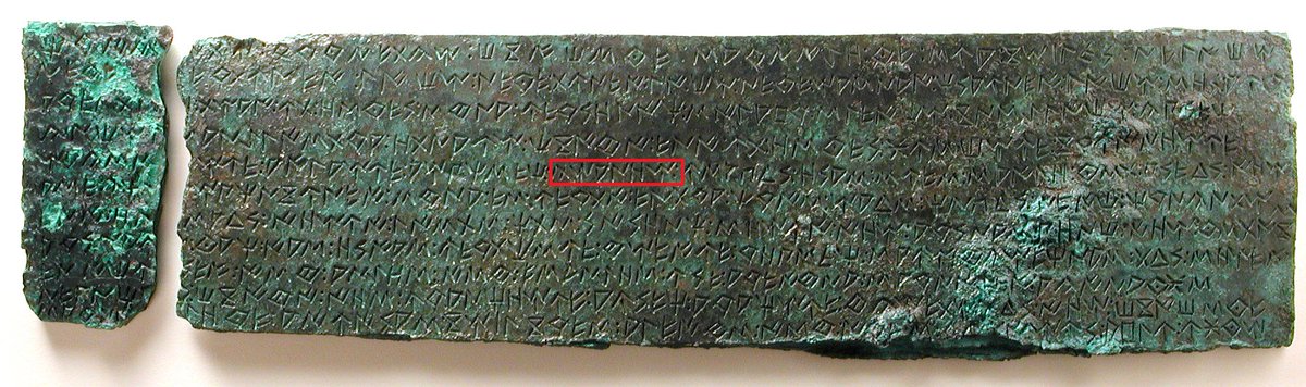 ScarrletEl's tweet photo. a palavra「caminho」é uma das dezenas de palavras nativas da ibéria antes do latim, e presentes na língua portuguesa, castelhano e outras línguas ibero-romances.
1) ou vem do Celtíbero: kamanom - registrado em Botorrita
2) ou vem do gaulês kamman
3) ou o gaulês só ajudou a selecionar o que já se falava

Os Celtiberos separavam as palavras por dois-pontos, então isso ajuda 😃.
Obs: o Celtíbero era falado em toda a península, além de outra línguas na mesma zona

Marquei a palavra no texto.
#paleohispanica