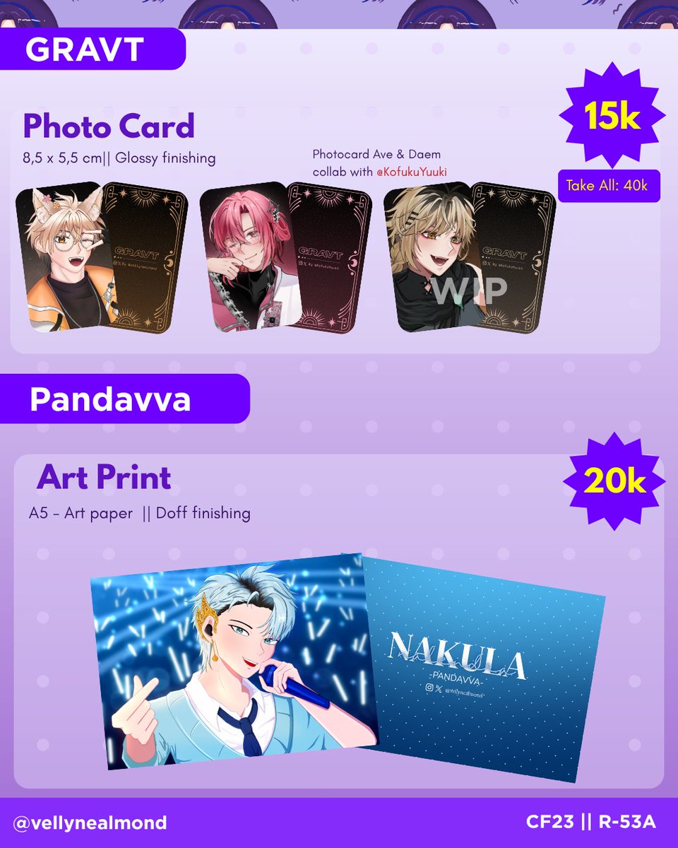 vellynealmond's tweet photo. [❤️+🔁 are very appreciated!]
My catalogue for #CF23 is now open for pre-order!  

🗓️ 22 Sept- 1 Okt 2026
📍 Krisis Tidur 💤 R-53a
🌟 VERSA, PANDAVVA, GRAVT, Seventeen
📦 OTS &amp; Mail Order
🔗 https://t.co/dXRju72T44
#comifuro23 #cf23catalogue #comifuro23catalogue https://t.co/MsNe1GmYkt