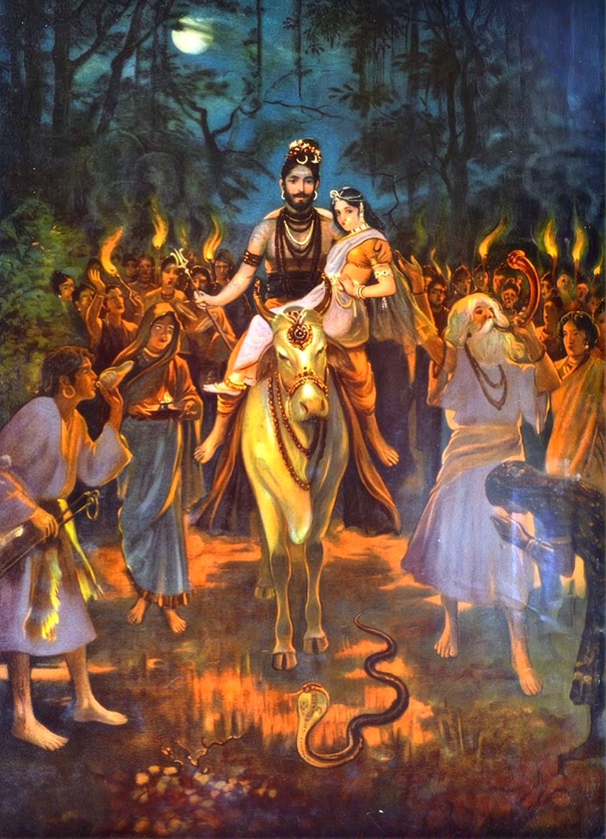 SatavahanasIN's tweet photo. Shiva and Parvati in Procession (Shiva–Parvati Vivah)

By M. V. Dhurandhar, ca. 1930 https://t.co/3HK02WA8VM