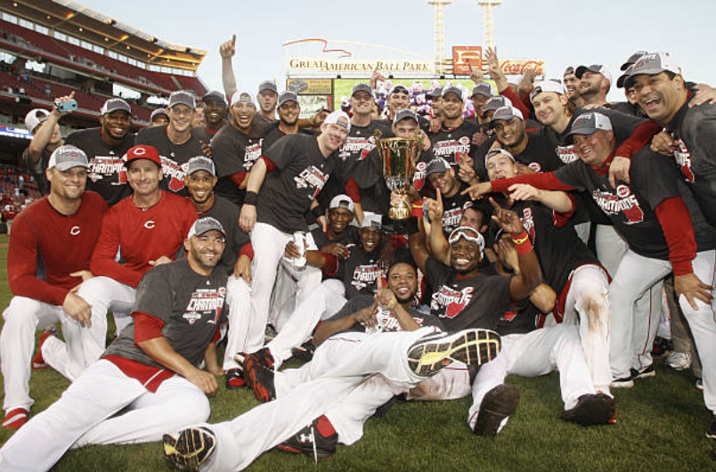 LanceMcAlister's tweet photo. On this date 2012: The #Reds  beat the Dodgers 6-0 at GABP to clinch the NL Central.

41,117 fans were on hand for the Saturday afternoon matchup.

Mat Latos fired 8 shutout innings, Aroldis Chapman finished it off.

HR: Jay Bruce (34), Brandon Phillips (18).

The Reds were 92-60 with the win, leading the division by 11 games.

A playoff series with the Giants was ahead.