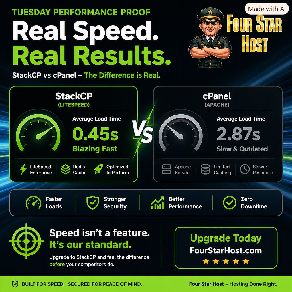 4starhost's tweet photo. Real speed isn’t a plugin… it’s your hosting. StackCP delivers the performance your business actually feels. https://t.co/oj3WcJYv1g
#WebHosting #WebsiteSpeed #SmallBusiness #stackcp
#DigitalMarketing #OnlineBusiness #TechTips #cpanel
#BusinessGrowth #EntrepreneurLife #WebDesign #controlpanel
#FourStarHost #FastHosting #WebsitePerformance
#SpeedMatters #SecureHosting #TechSolutions
#HostingProvider #ManagedHosting #WordPressHosting
#StackCP #StackCPHosting #StackCPControlPanel #StackCPSpeed
#StackCPSecurity#FastHosting #WebsiteSpeed #SpeedOptimization
#HighPerformanceHosting #NVMeHosting #cPanelAlternative
#BetterThancPanel #DumpcPanel #ModernHosting #UpgradeYourHosting