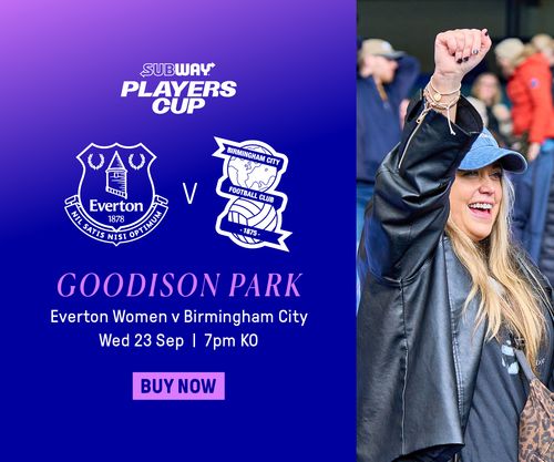 EvertonWomen's tweet photo. Back at Goodison tomorrow for the Subway Players Cup! 💙

Tickets are now on sale for the visit of Birmingham City tomorrow night (7pm kick-off)!

🔗 https://t.co/4s8P1NTUCO https://t.co/ogdv1oA6TD