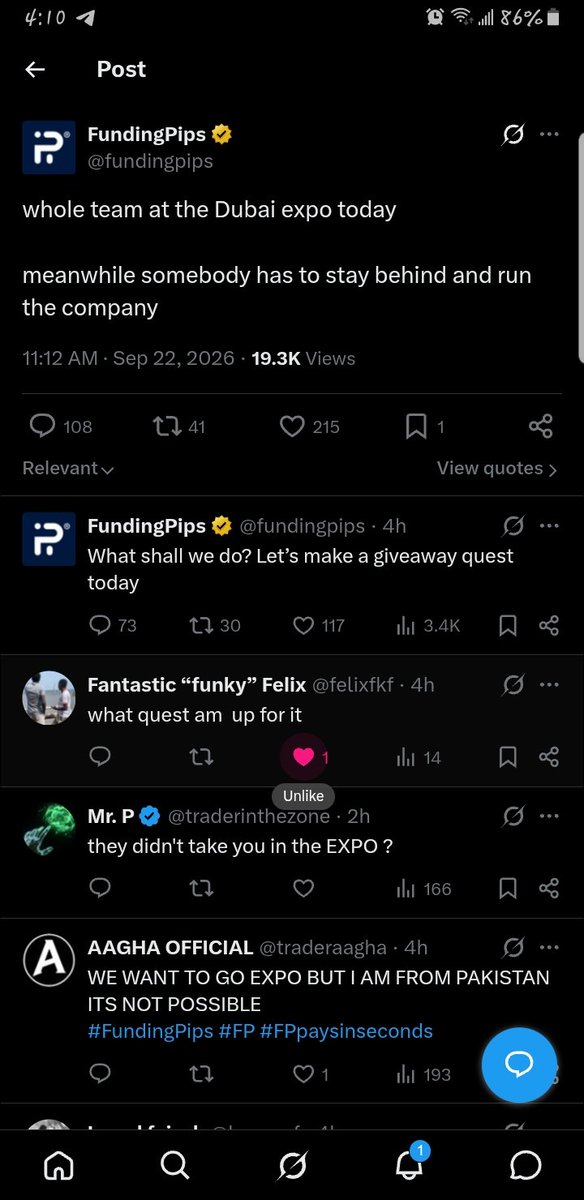 felixfkf's tweet photo. @fundingpips the top comment   #fundingpips #Fppaysinseconds #Fp   😁😁 hope am not late https://t.co/14aDTZ6VTS