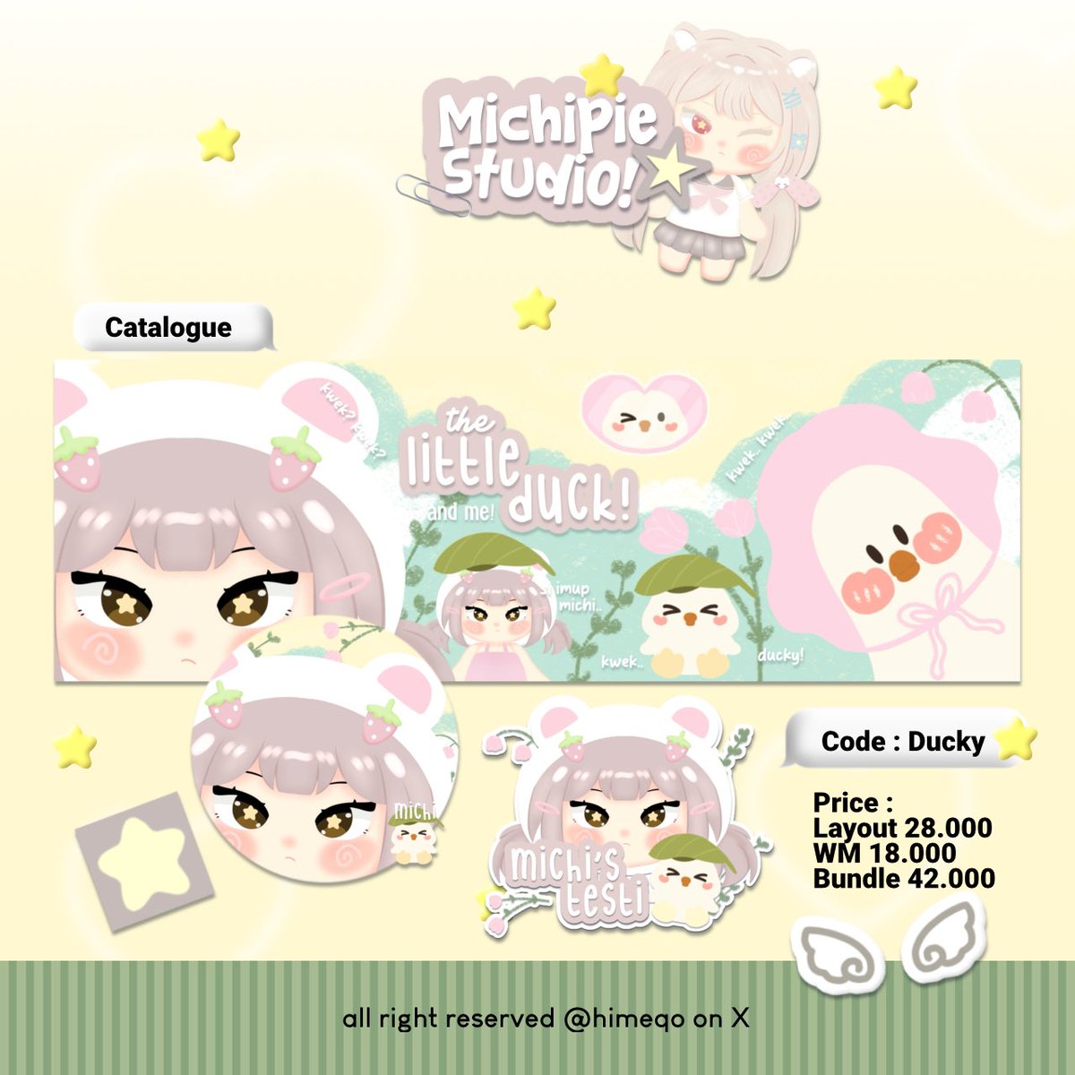 himeqo's tweet photo. Help repost pwis? Thank u. ︎︎❤︎

𓏵 ° ˖ 👧🏻🍓 ding - dOng ! 𓈈 ⭐️ michi studiO datang membawa 13 LAYOUT CHIBI READY STOCK! sekalian kenalan sama new style chibi aku :3  —— 🍀 berhubung ini nanti jadi model katalog aku, semua harga yang ada di pict DISC 10% YAA!🐰✋🏻

#bealanja https://t.co/Rw42eyJY2X