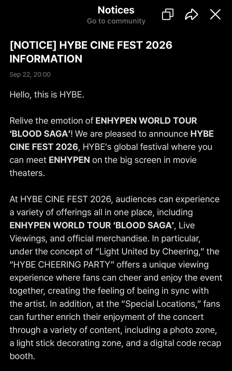 shoonheree's tweet photo. HYBE CINE FEST IS COMING TO INDONESIA

#ENHYPEN WORLD TOUR ‘BLOOD SAGA’ bakal tayang di Jakarta tanggal 24–31 Oktober as part of HYBE CINE FEST 2026 🇮🇩😍 https://t.co/1YLNrBtgx9