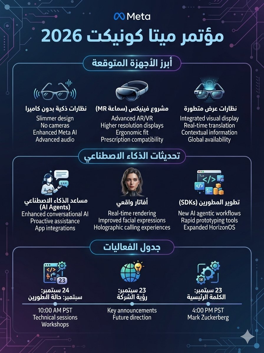 drbeel_techno's tweet photo. #Meta
مؤتمر #MetaConnect2026: ثورة جديدة في عالم التقنية والذكاء الاصطناعي مع :
- نظارات ذكية مذهلة بدون كاميرات لحماية الخصوصية
- مشروع "فينيكس" يدشن جيلاً جديداً من سماعات الواقع المختلط خفيفة ومريحة
- تحديثات كبرى لمساعد الذكاء الاصطناعي (Meta AI) وربطه المباشر بالتطبيقات اليومية
- تطوير الأفاتار الواقعي مع أدوات بناء الأنظمة الذكية
تابعوا البث المباشر يومي 23 و 24 سبتمبر