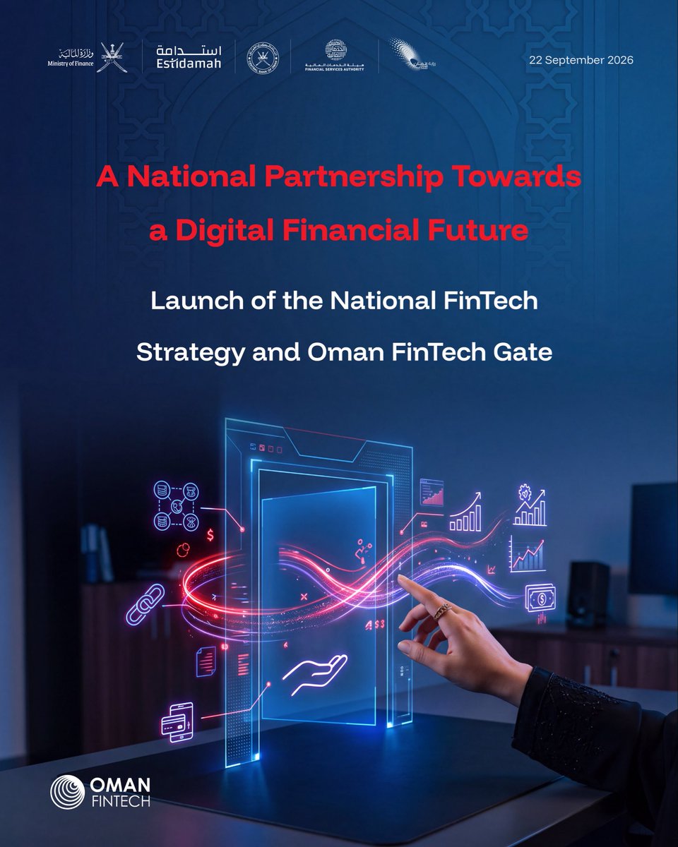 OMAN_MOF's tweet photo. A National Partnership Towards a #Digital_Financial_Future
Launch of the National FinTech Strategy and Oman FinTech Gate

#OMAN_MOF https://t.co/kfTOoDbKYK