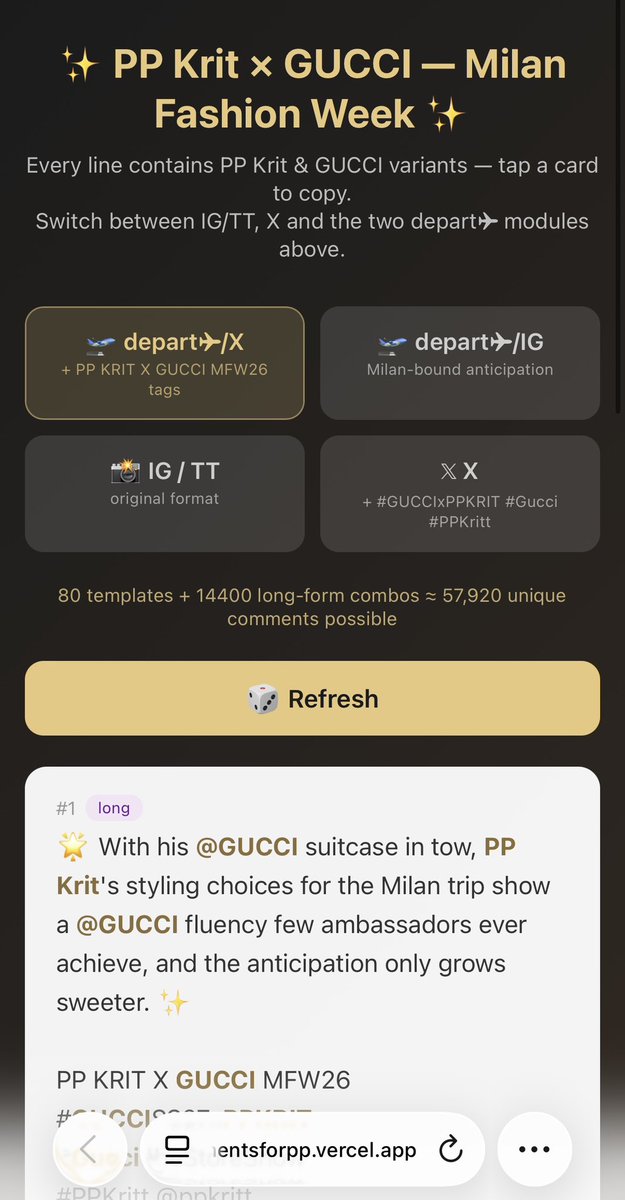 PPKritCNData's tweet photo. 🔗 https://t.co/DFXXDvJehF
📝 Generate comment content randomly to reduce repetitive editing.

#PPKritt‌ https://t.co/TuqnQyaRMM