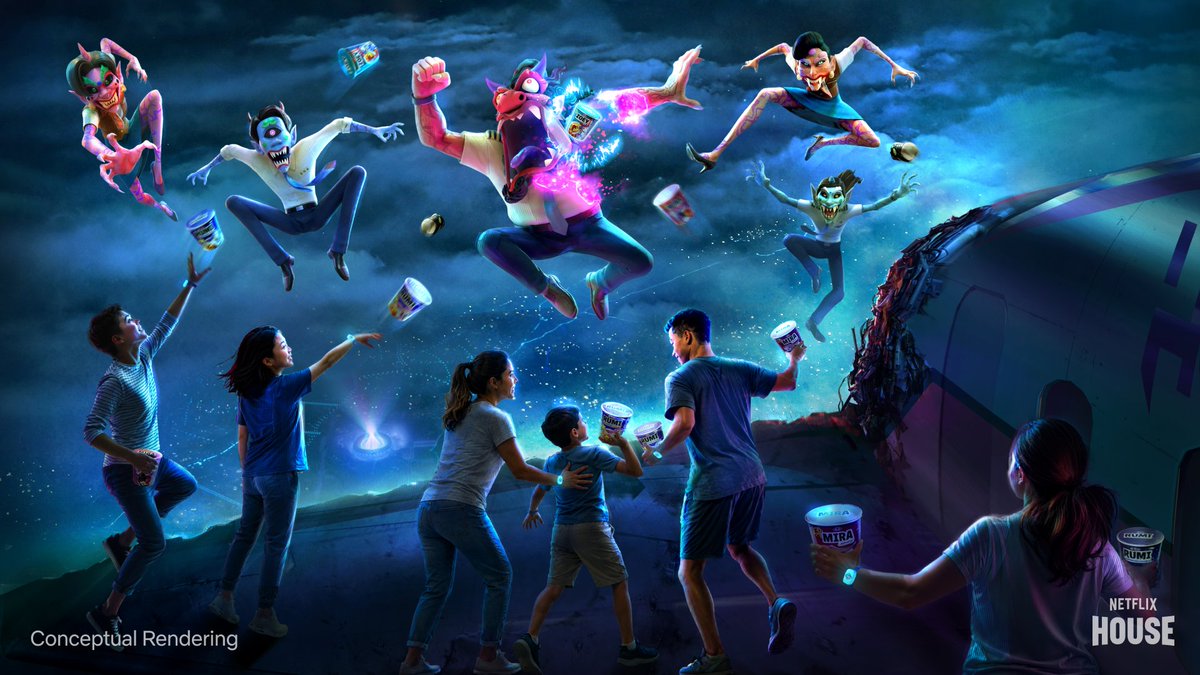 whatonnetflix's tweet photo. First look at the KPOP DEMON HUNTERS immersive experience coming to Netflix House in Dallas and Philadelphia on November 12th and 20th, respectively. 

The new experience invites fans of all ages to team up with the band HUNTR/X through interactive 3D sets, live-action challenges, and custom animation to battle the demon Gwi-Ma across neon-lit Seoul.