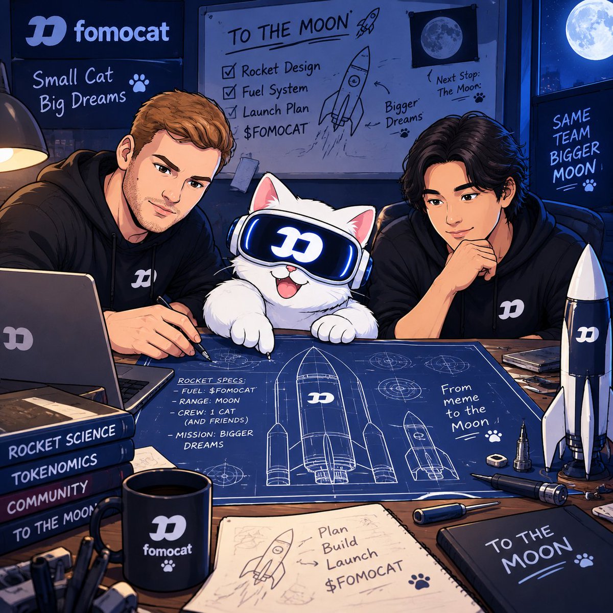 fomocat_coin's tweet photo. Under the light of the moon, ideas become plans.

FOMOCAT is turning imagination into a mission — one blueprint, one step, one dream at a time https://t.co/t0aDeU1yj0