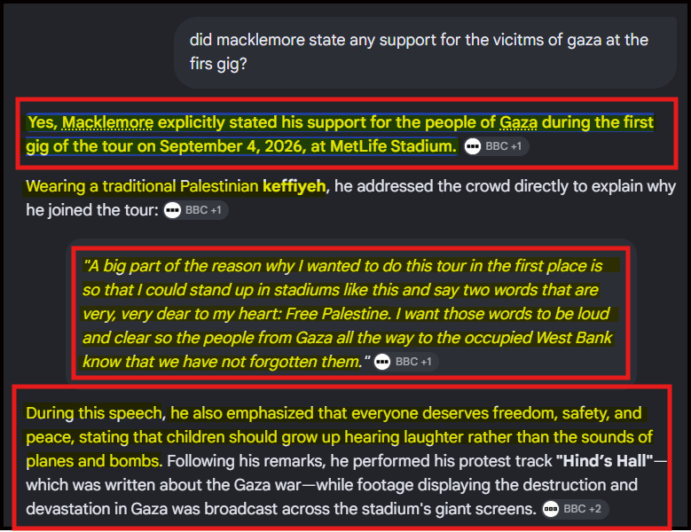 LilPhinger's tweet photo. @TomCollspj @meara72 @McAuleyDeclan It was the 2nd gig with #Macklemore in support, why aren't we hearting what he said at the first gig?
Because it wasn't #Zionist supporter #RobertKraft's stadium, #MetLife is publicy owned and the #NFL teams that use and manage it aren't zionist supporter owned... https://t.co/CMSuX0xS2B