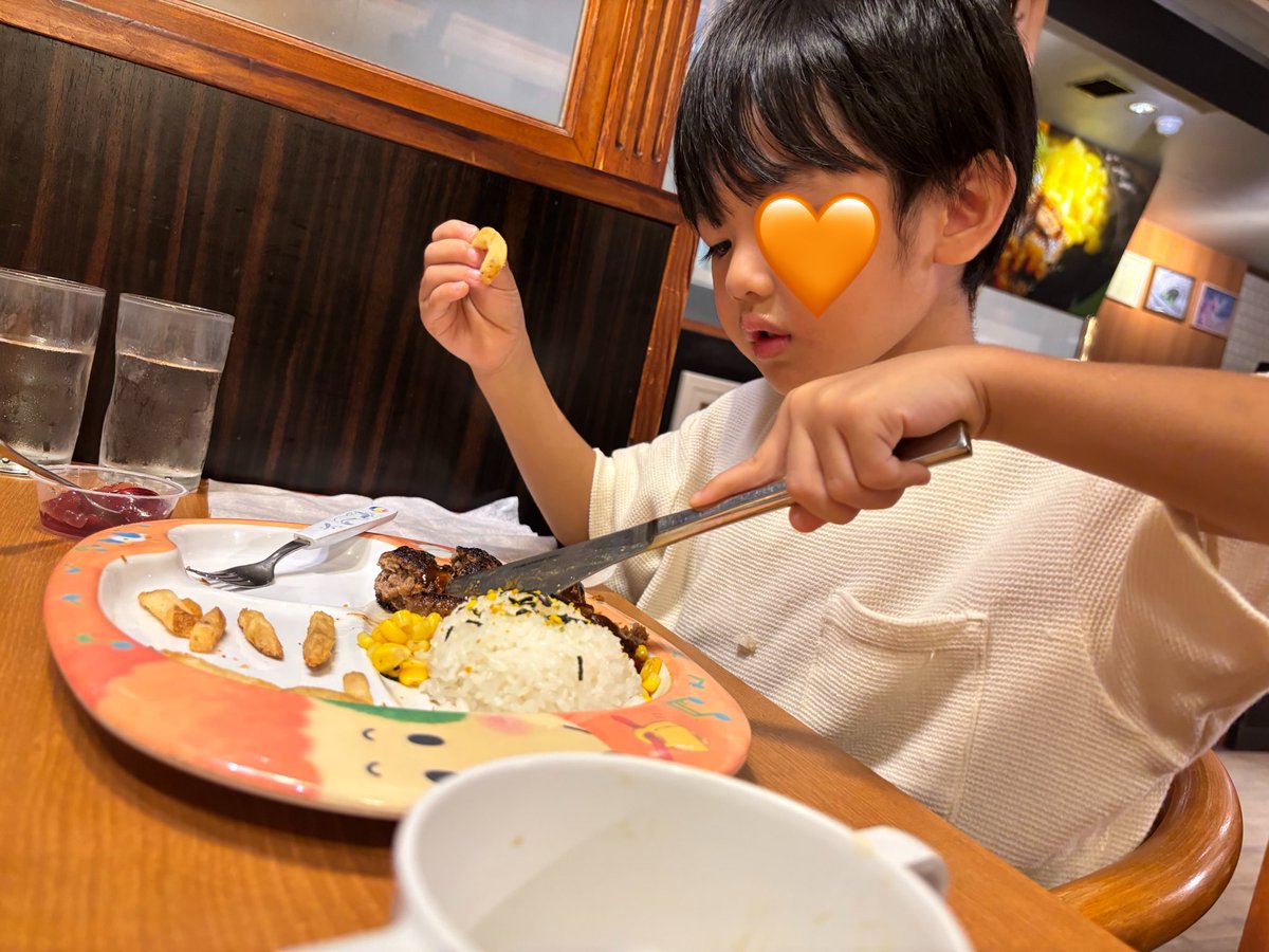 maashiidayo's tweet photo. フラガのハンバーグ���うますぎて優勝した長男（年中���と次男（2歳） https://t.co/I2p2PJdnNl
