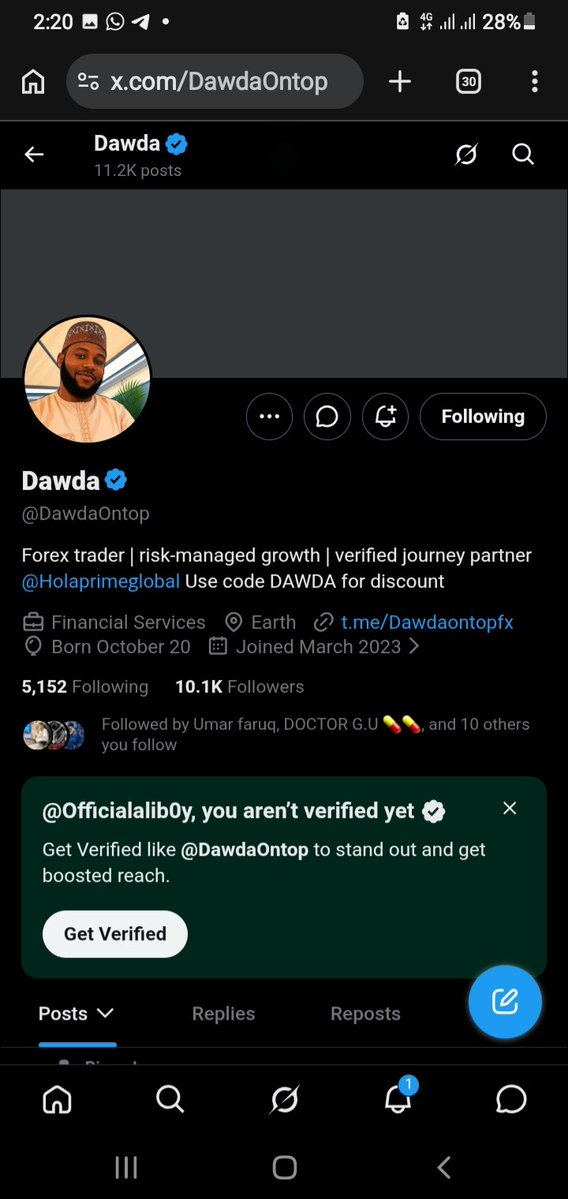 Officialalib0y's tweet photo. @GWANi_MALIYAFX @Orionfundedcom @alhajiabdul__fx @Sarki_sultan @Dr_musacsk @DawdaOntop Done ✅ 💯 https://t.co/OXMbfXb2Tt