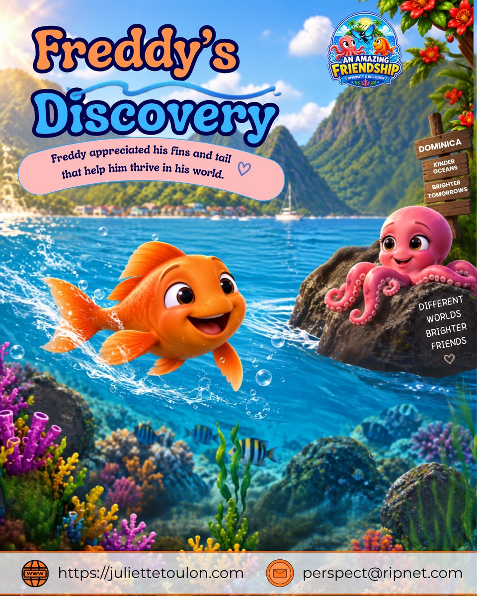 julietteauthor's tweet photo. 🐠 Freddy discovers that his fins and tail are exactly what help him thrive. 🌊

We don’t have to be the same to be amazing friends. 💙

What’s one thing that makes YOU special?

📚 https://t.co/DwuHFXqW8A

#AnAmazingFriendship #BeYourself #ChildrensBooks https://t.co/a6khaJ6cz4