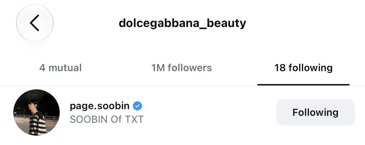 twelve05cm's tweet photo. dolce&amp;gabbana beauty official instagram has started following their new global ambassador page.soobin! 🥰 https://t.co/lwfWvuAjHX