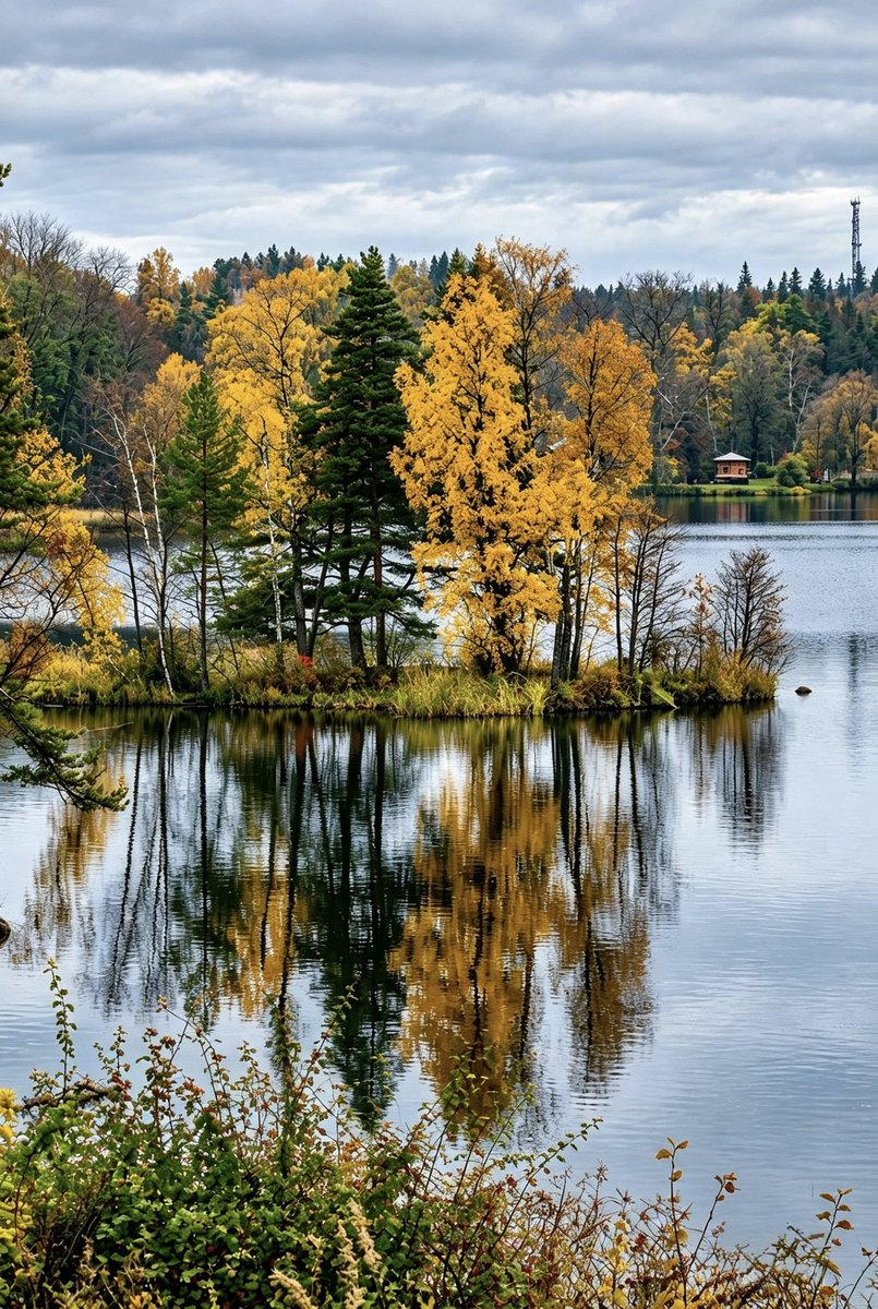 ullipix's tweet photo. Where trees paint their own reflection It’s Swedish autumn magic. #AutumnVibes #NaturePhotography  #Sweden #LakeViews #ullipix https://t.co/nwfpqZS4Gw